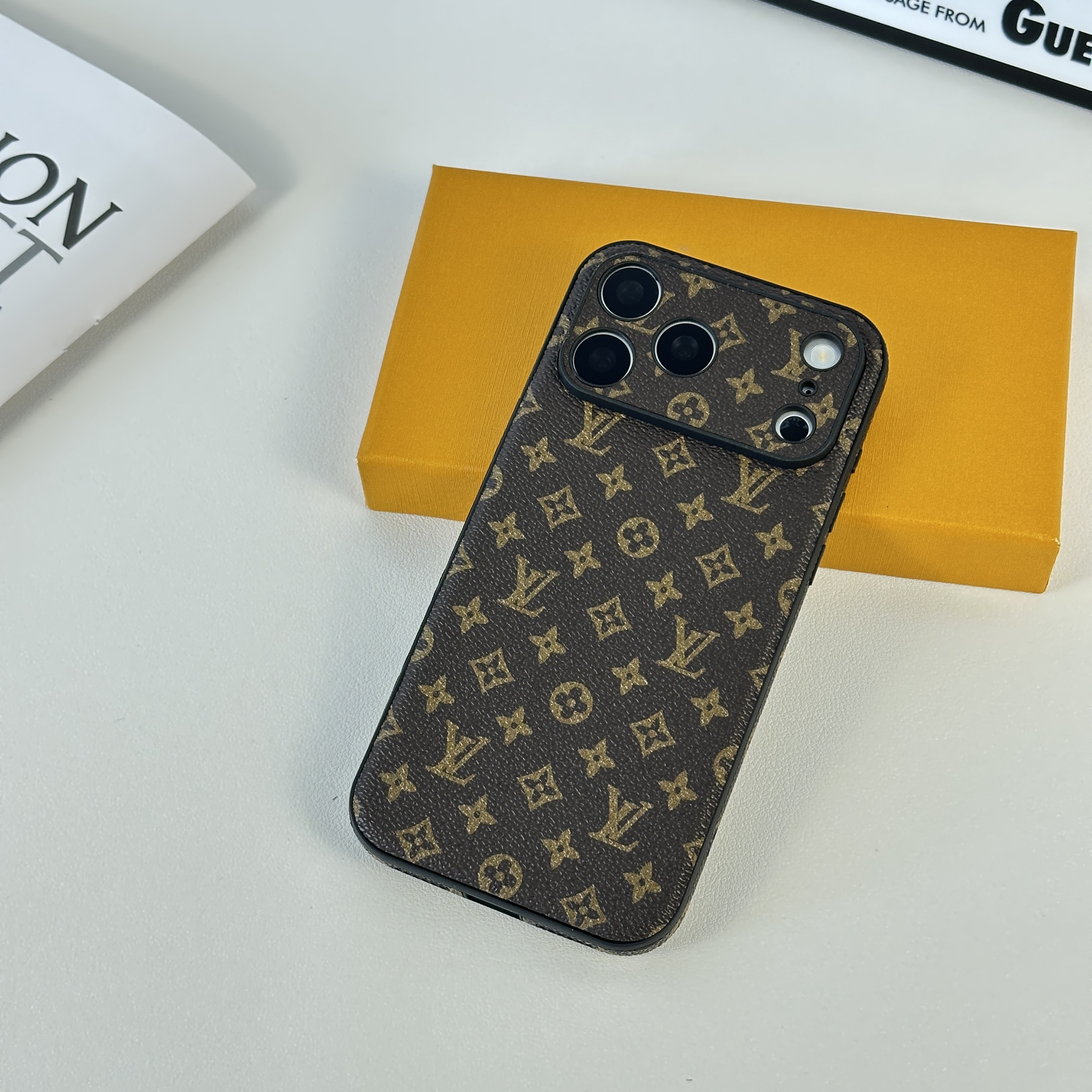 Leather Monogram iPhone Case For iPhone 17 Series-CMLV040