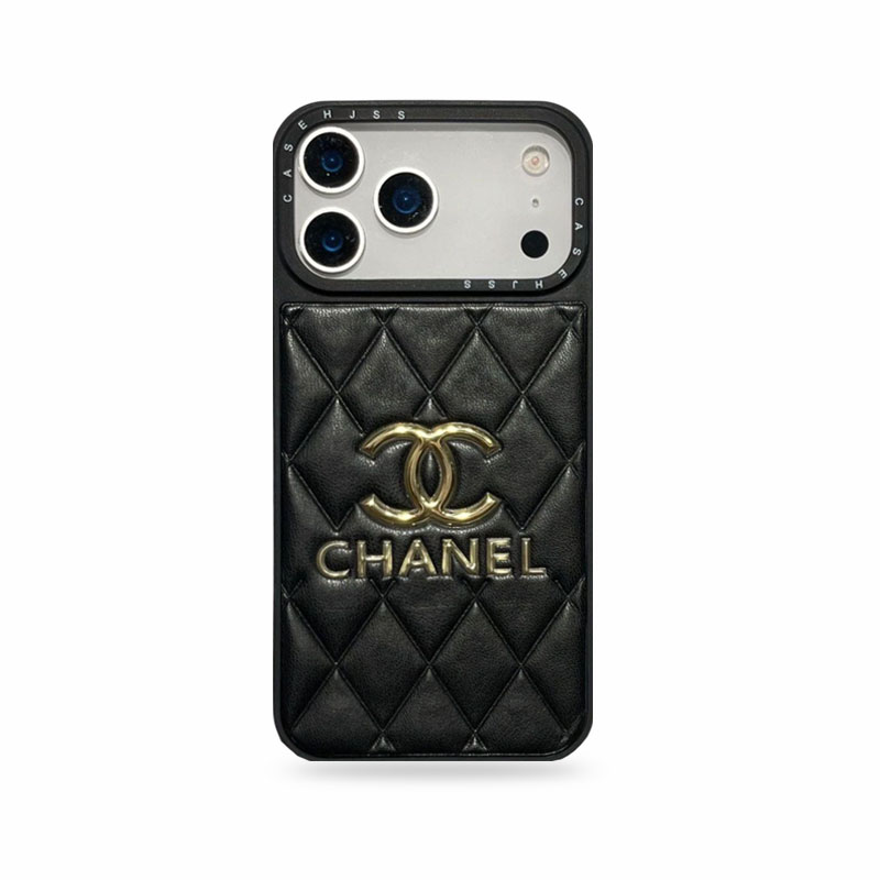 Luxury Leather CC iPhone Case For iPhone 17 Series Black-YHJ251746