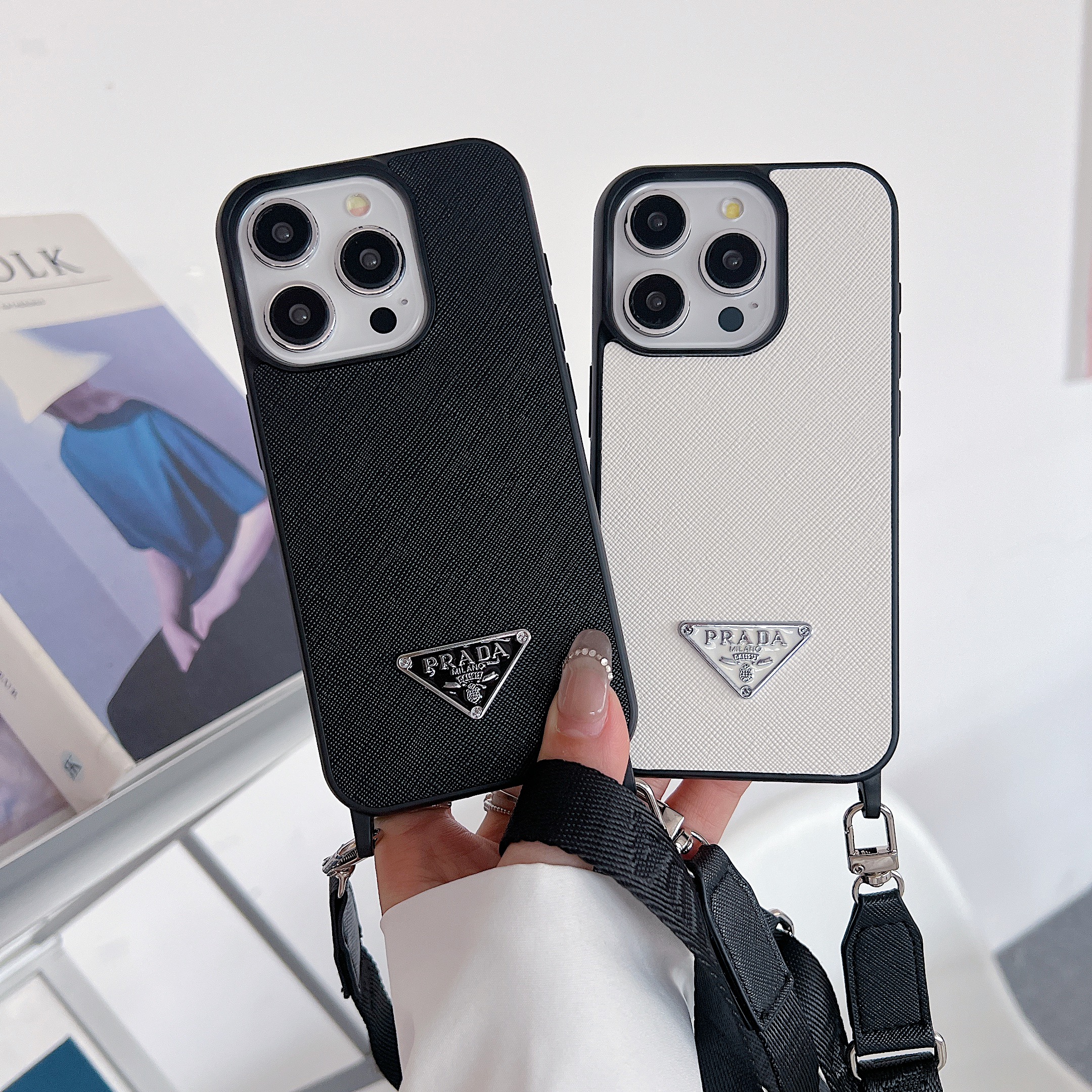 Leather PR Case With Strap For iPhone Black-PGS241837-GTOCASE