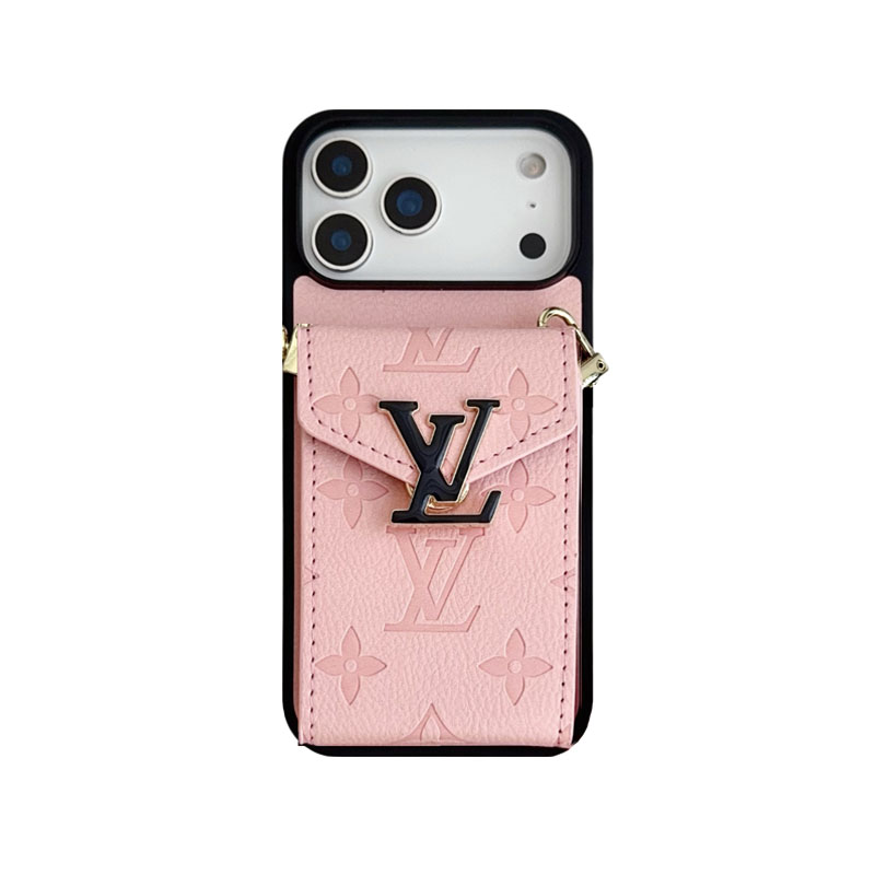 Leather Monogram iPhone Case With Card Holder And Strap -LBK251025