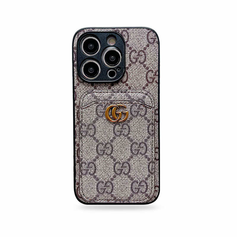 Classic GG iPhone Case With Card Holder Gray -KBK240425
