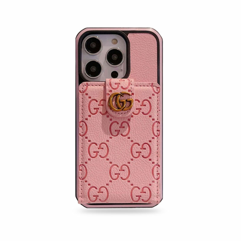 GG iPhone Case With Card Holder Pink -QBK240330