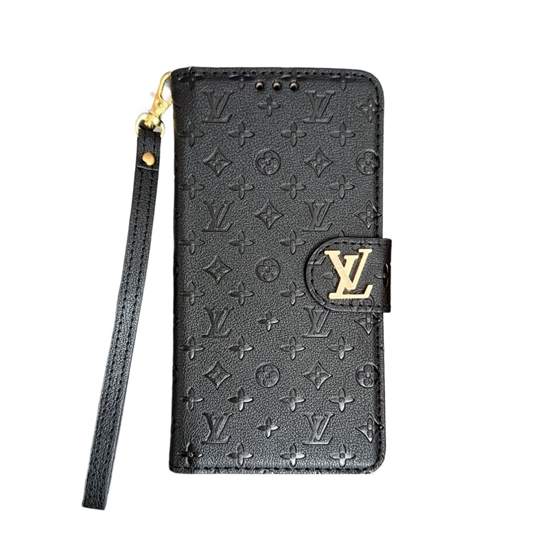 Leather Folio Monogram iPhone Case With Card Holder And Strap-HYL251127
