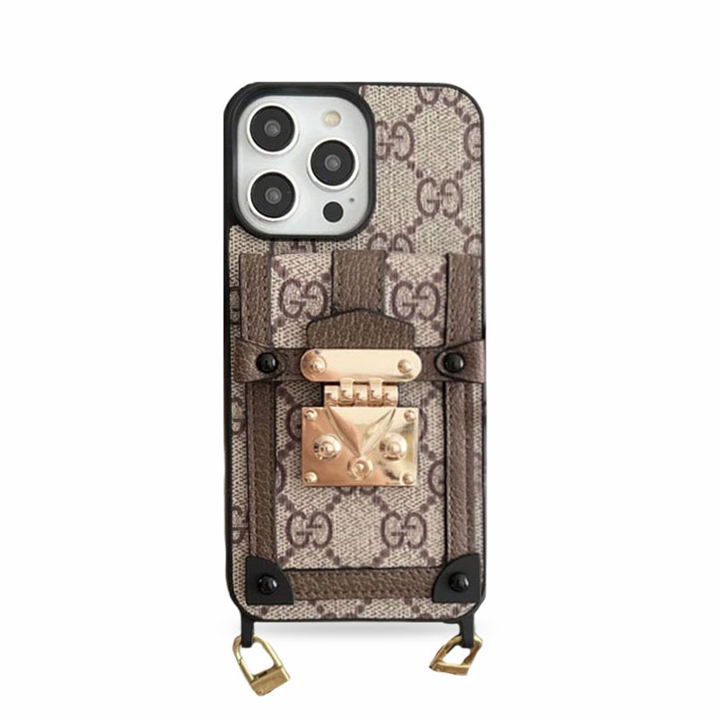 Gucci iPhone Case With Wallet And Strap Luxury Leather