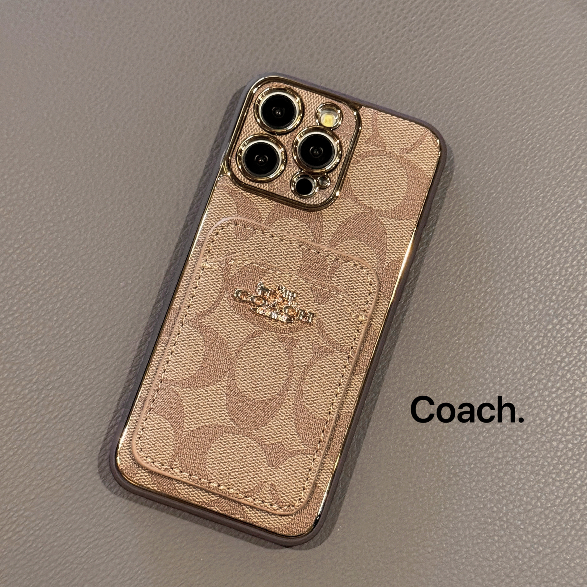 Leather CH Case With Card Holder For iPhone Coffee-CHK241731-GTOCASE