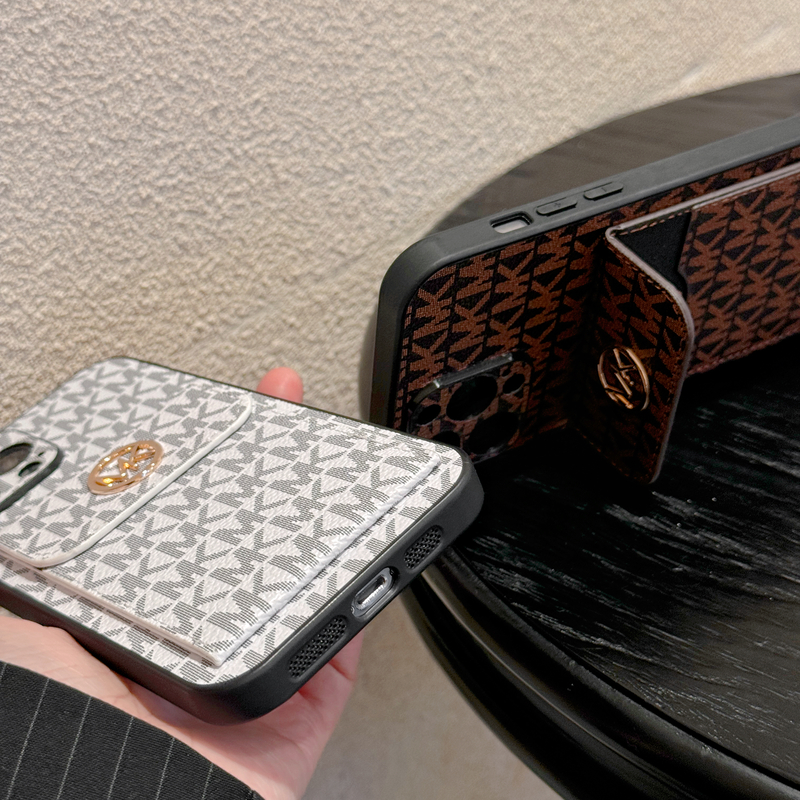 Leather MK iPhone Case With Card Holder-BHK251503
