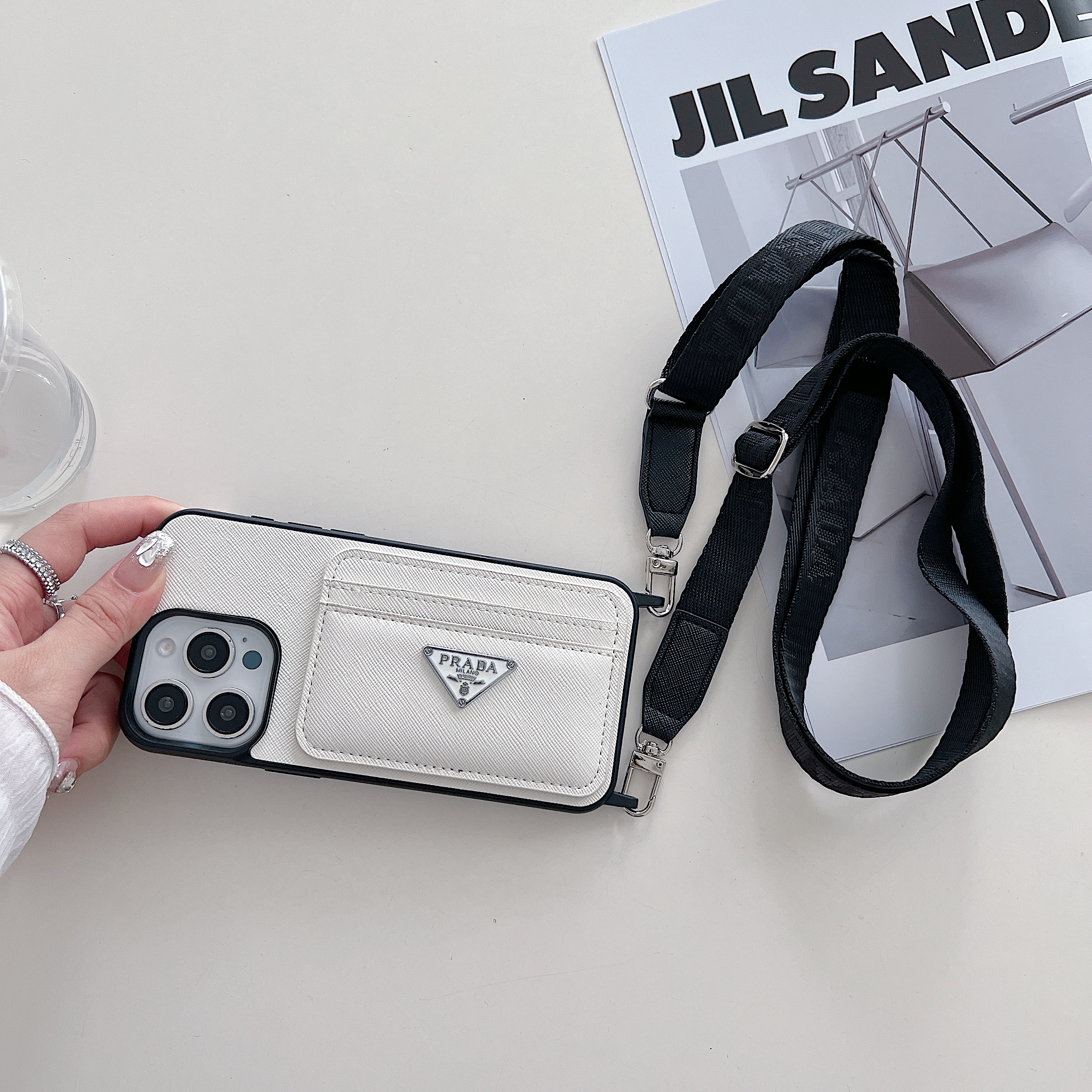 PR Case With Card Holder For iPhone White-XFK241537-GTOCASE