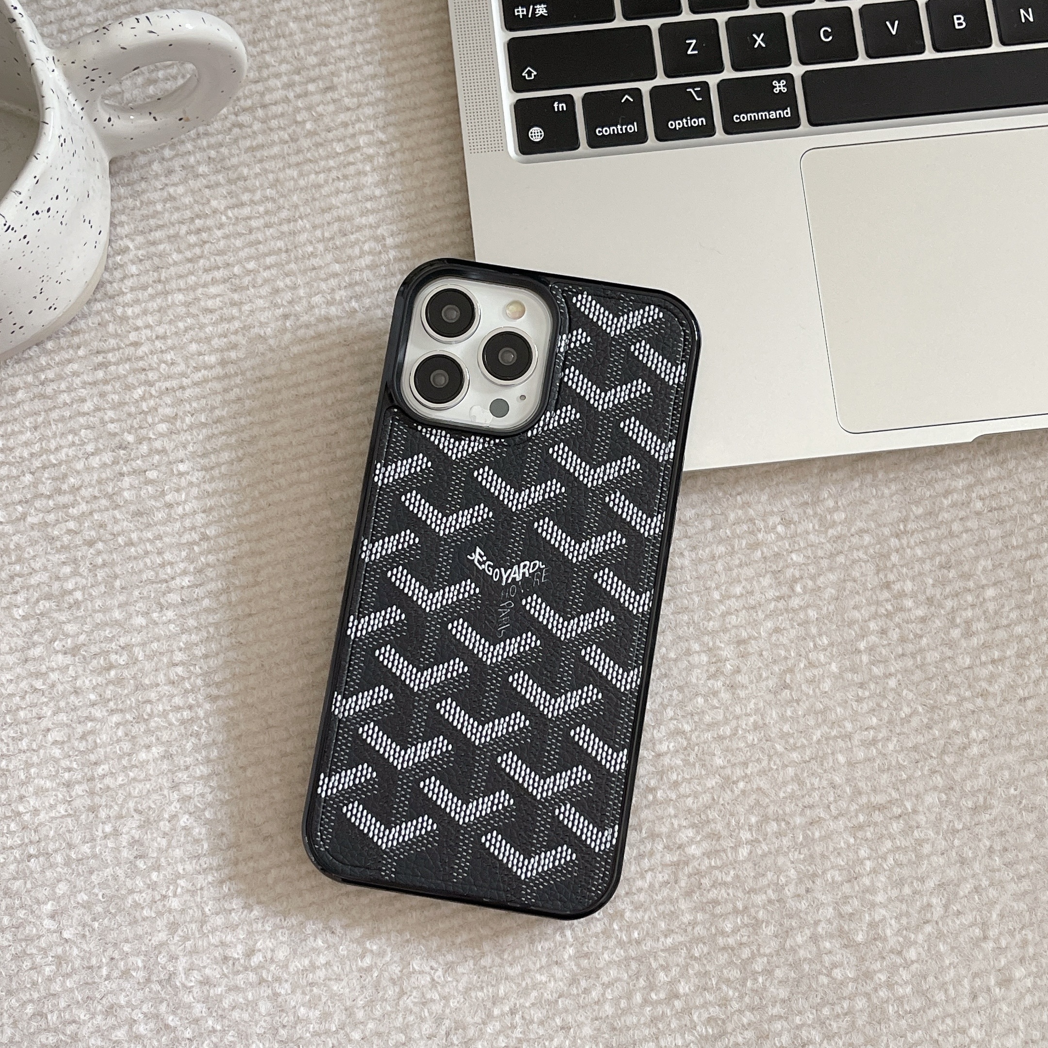 Leather GD iPhone Case Black (Magsafe)-CCS251123