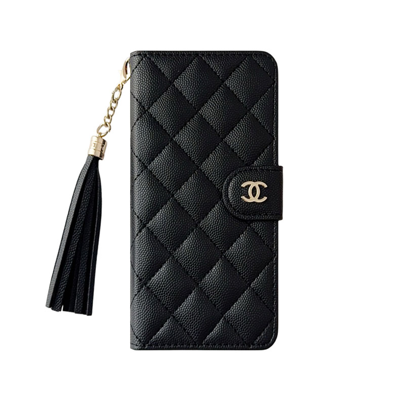 Quilted leather CC iPhone Case With Flip Wallet Black For iPhone 17 Series-CMCC010