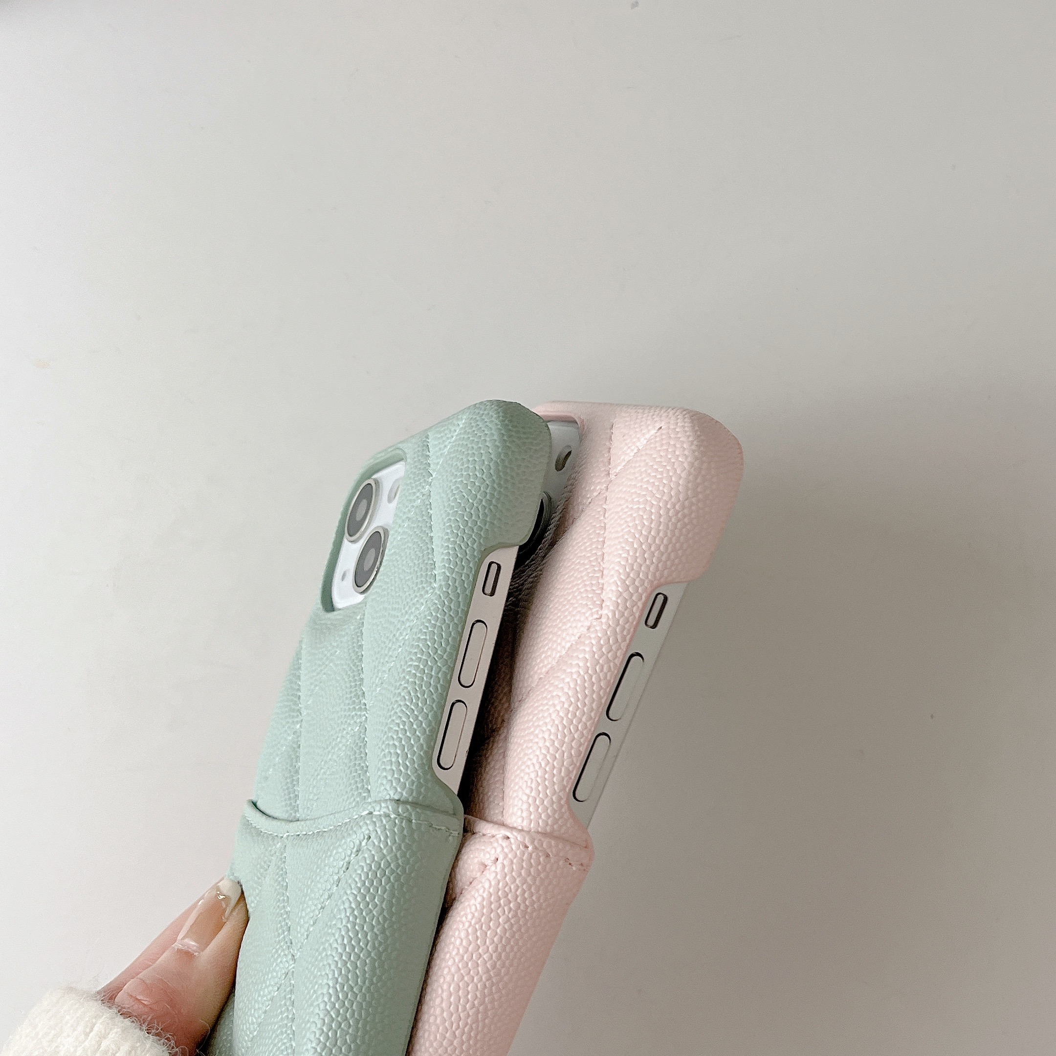 Leather CC Case With Crad Holder For iPhone Green -PZB240603-GTOCASE