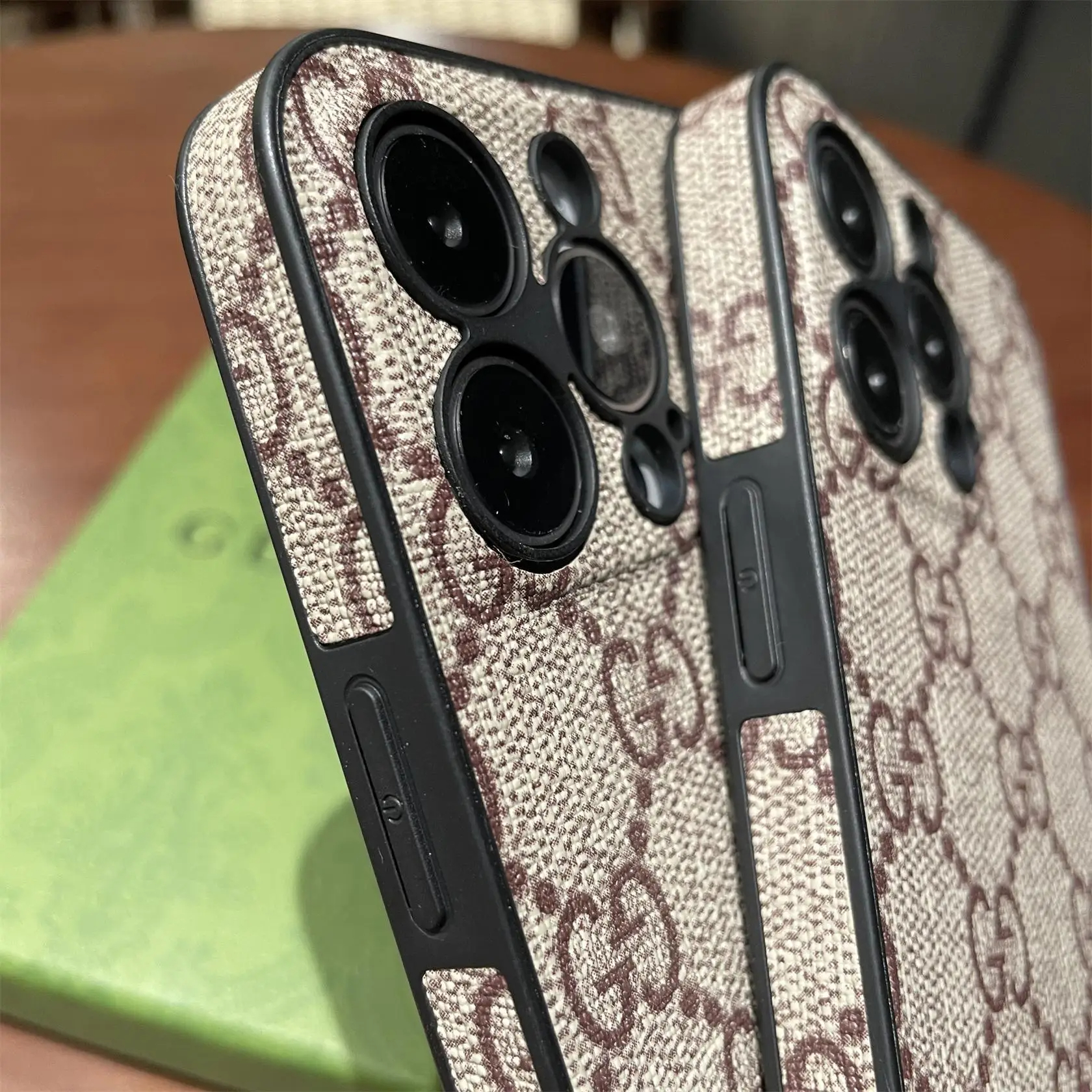 Leather GG iPhone Cases With Lens Protection-GGK251801