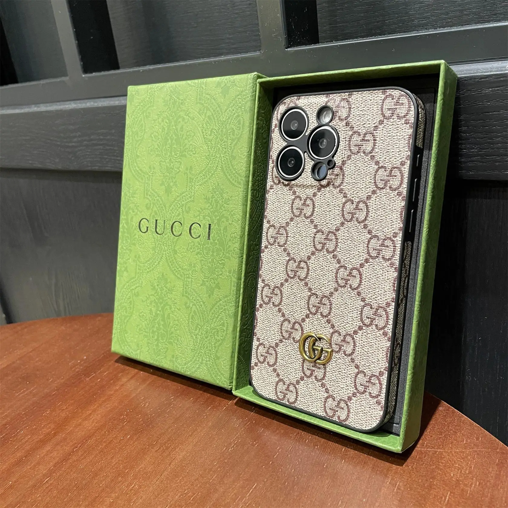 Leather GG iPhone Cases With Lens Protection-GGK251801