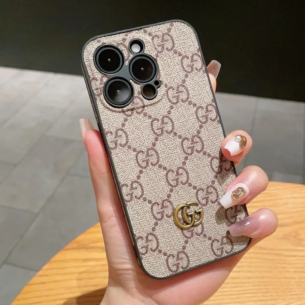 Leather GG iPhone Cases With Lens Protection-GGK251801