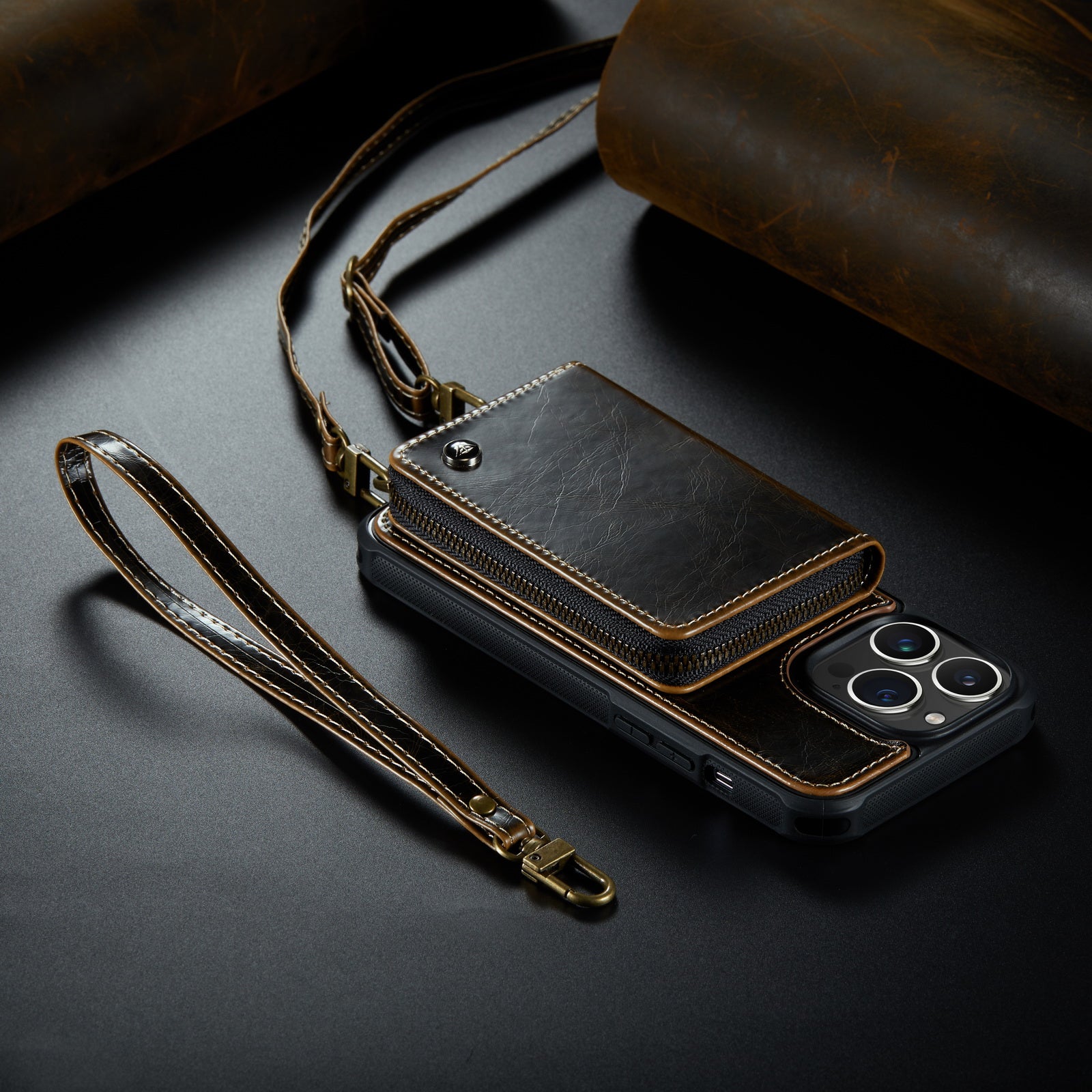 Luxury Leather Wallet Crossbody iPhone Case – HKS251425
