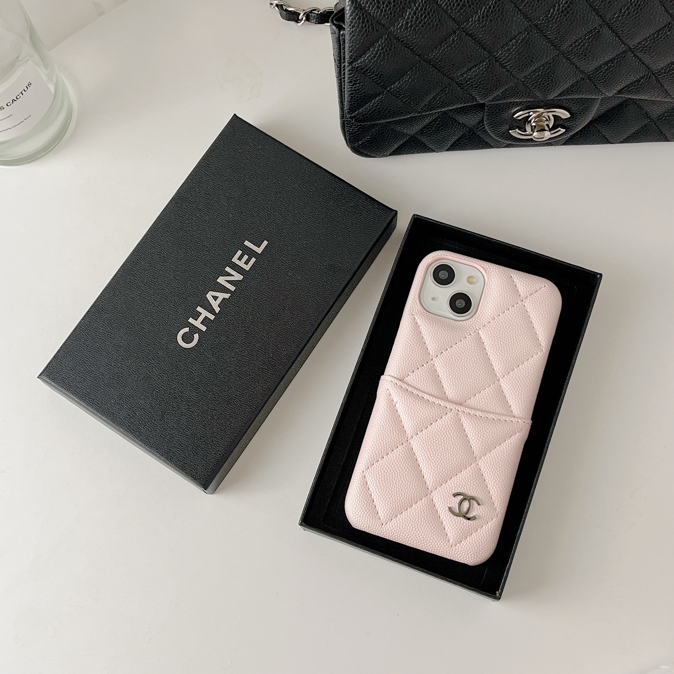 Leather CC Case With Crad Holder For iPhone Pink -PZB240603-GTOCASE