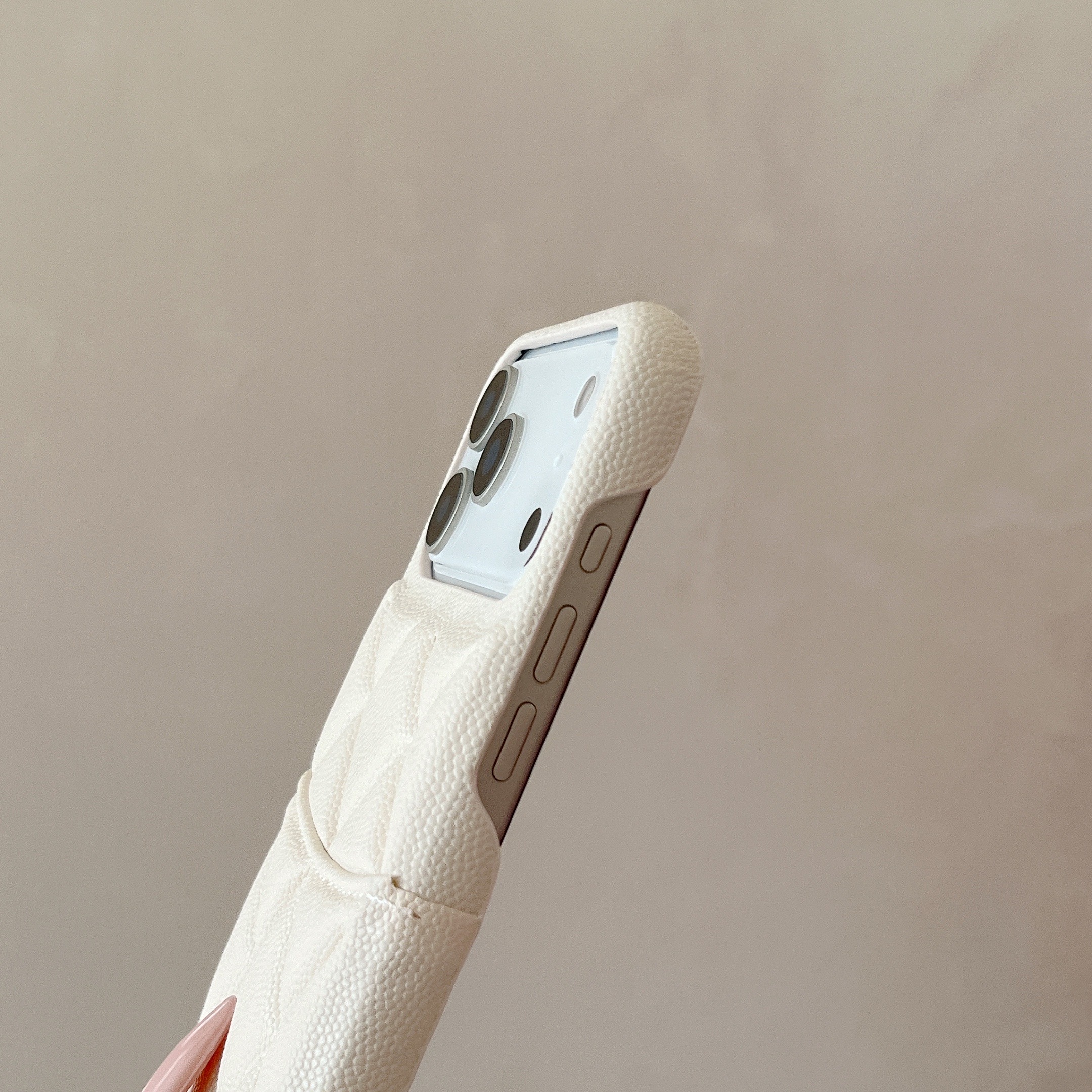 Stylish Leather CC iPhone Case With Card Holder White For iPhone 17 Series-CMCC023