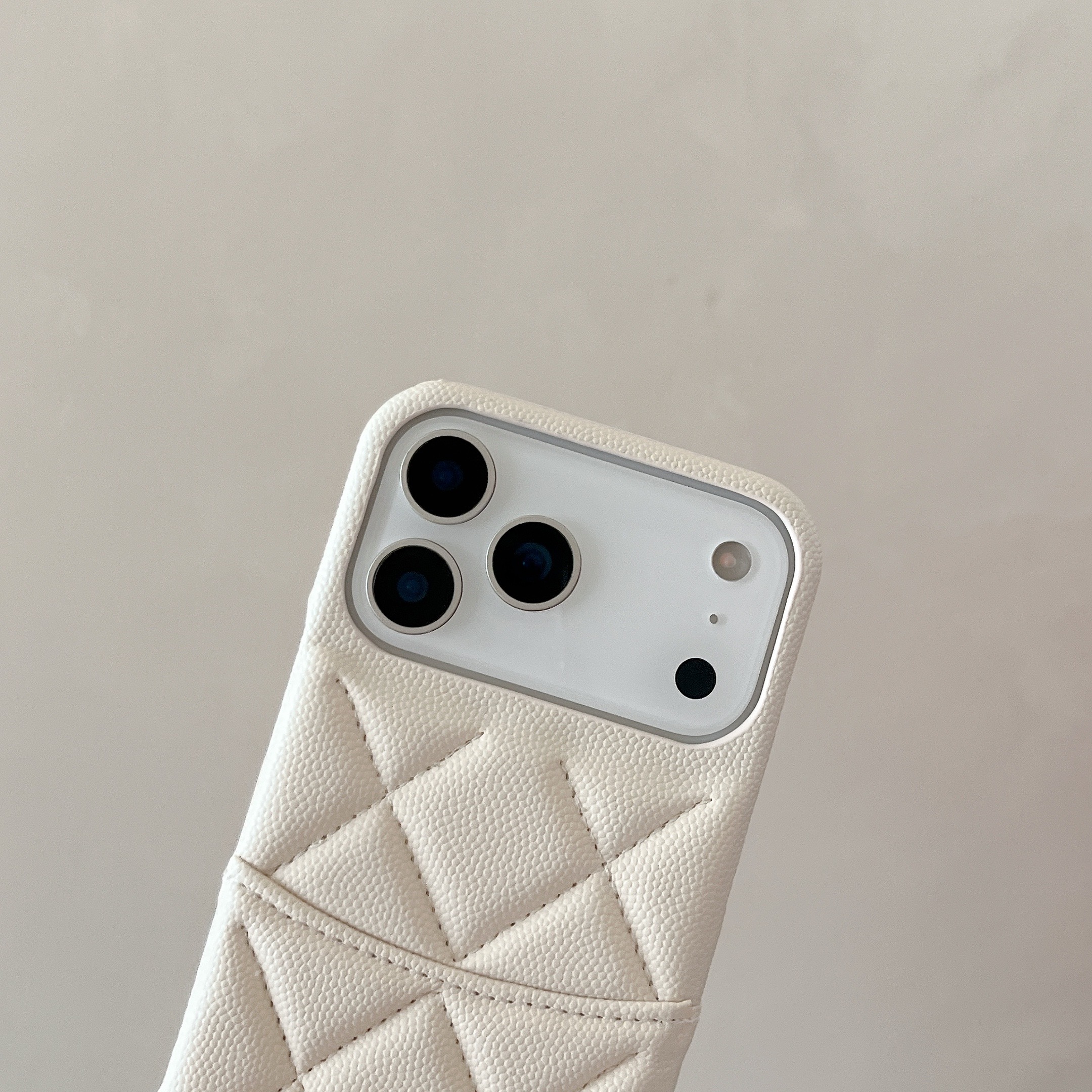 Stylish Leather CC iPhone Case With Card Holder White For iPhone 17 Series-CMCC023