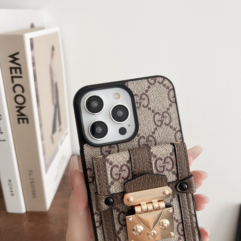 GG iPhone Case With Wallet And Strap Black -TDK240330-GTOCASE