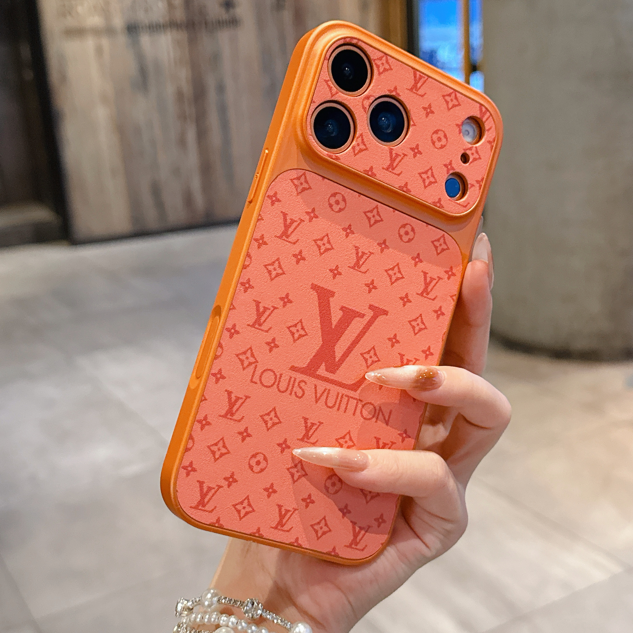 Luxury Monogram iPhone case orange– GZLV001