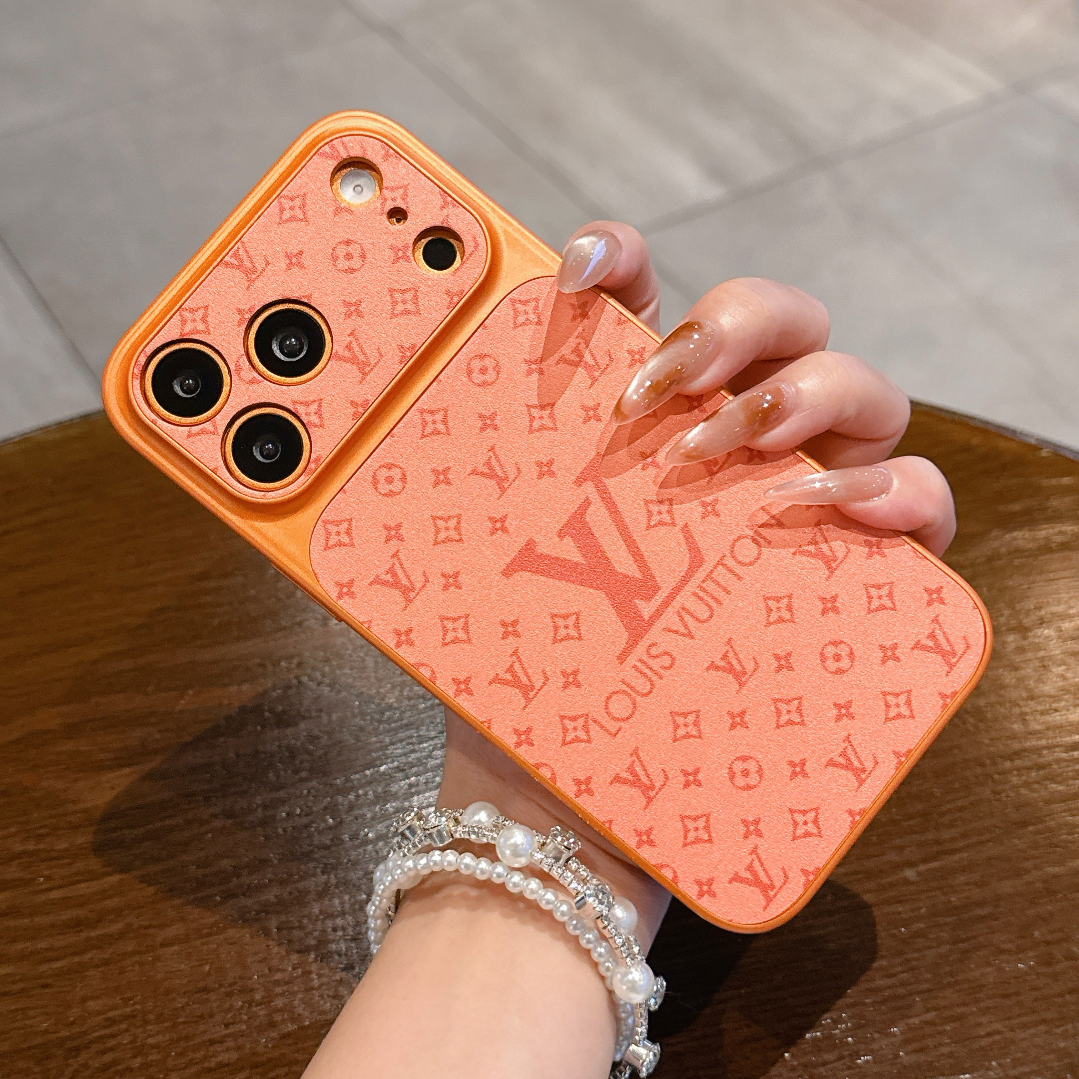 Luxury Monogram iPhone case orange– GZLV001