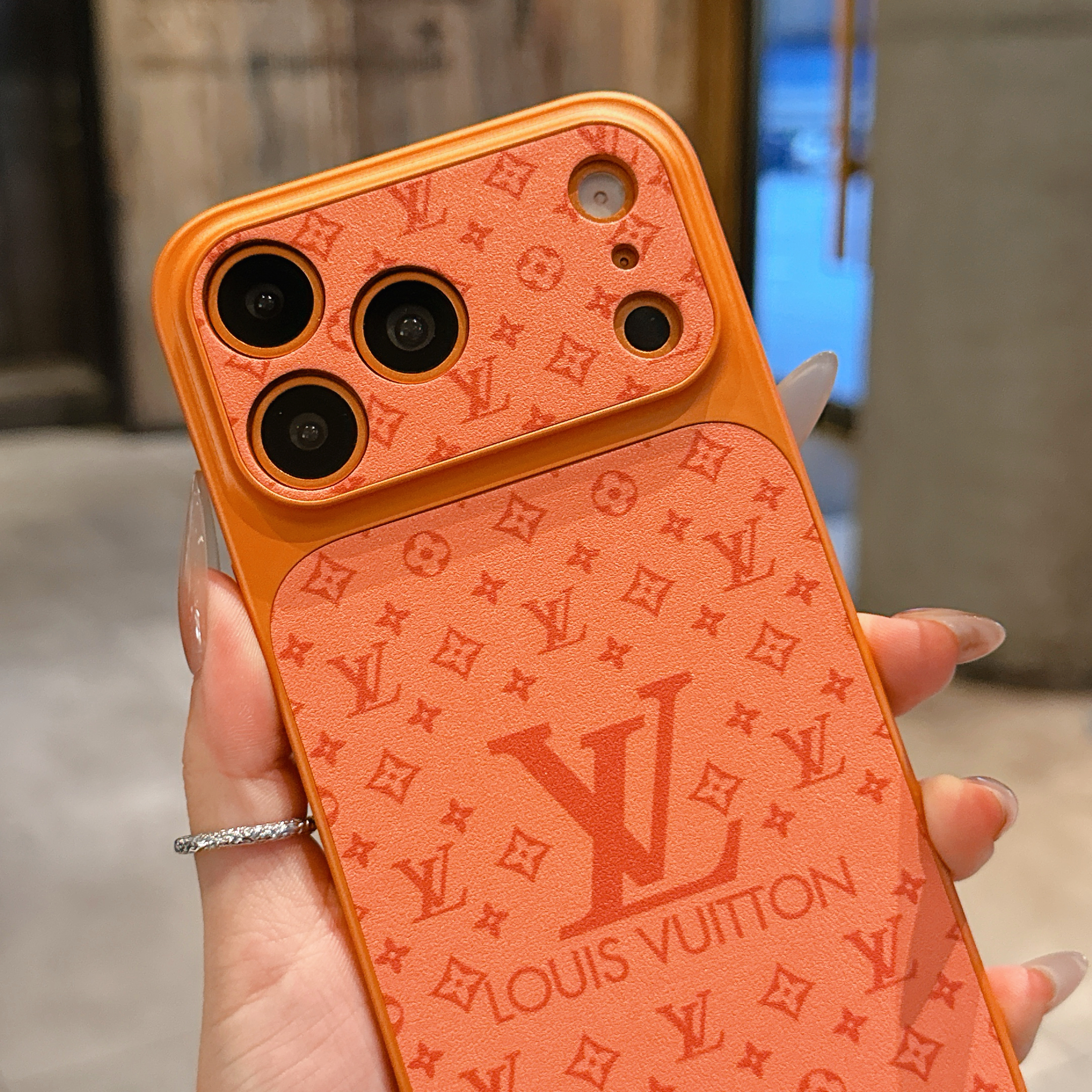 Luxury Monogram iPhone case orange– GZLV001