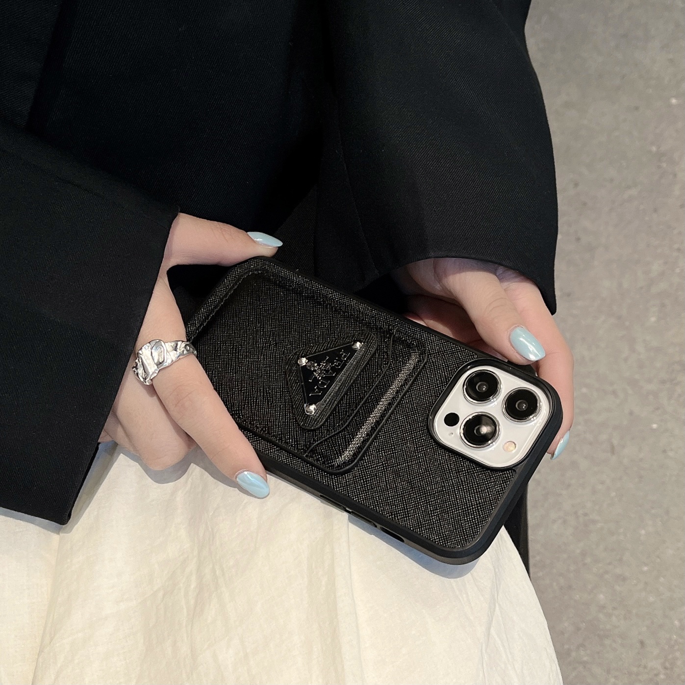 Classic PR iPhone Case With Card Holder Black -JDB240403-GTOCASE