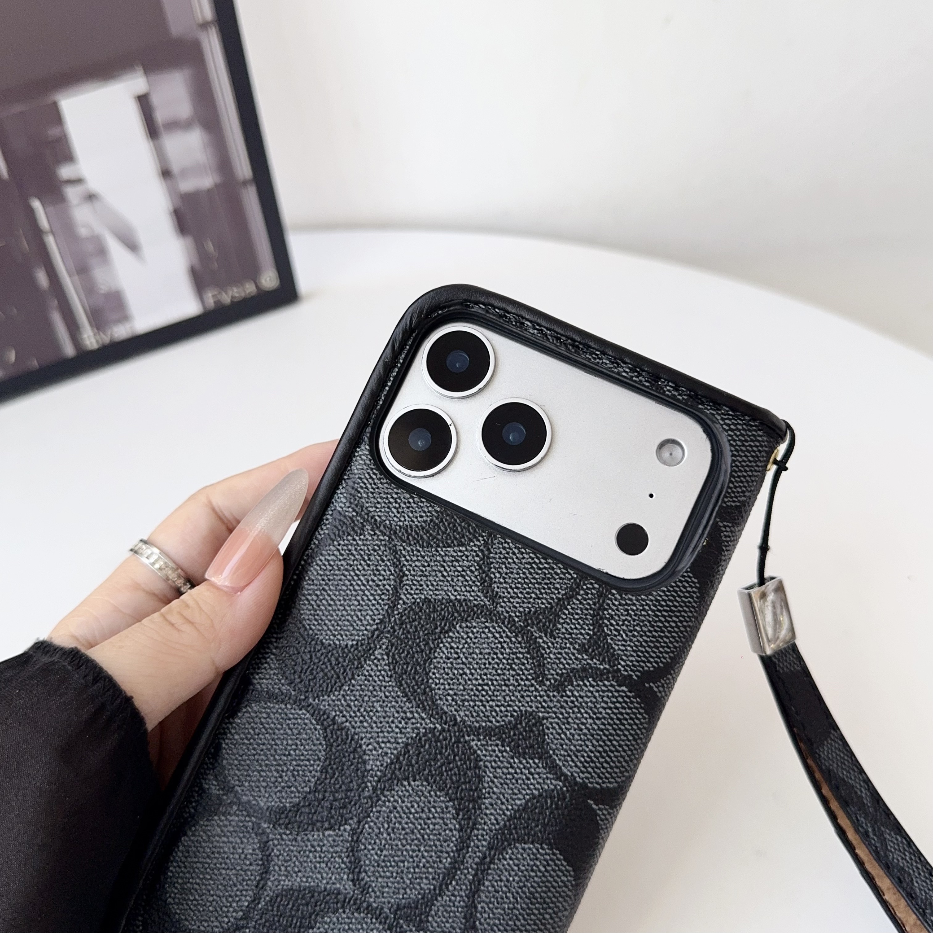 Classic Leather CH iPhone Case With Fold Wallet And Strap-LBP251050