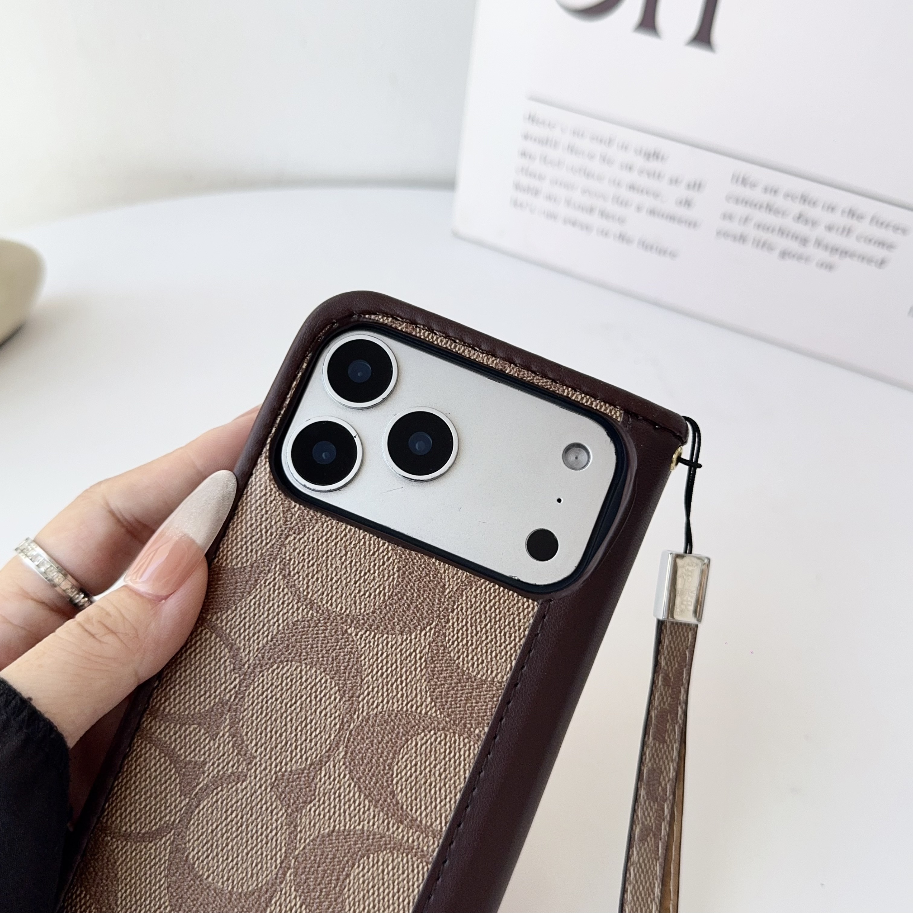 Fold Leather CH iPhone Case With Wallet And Strap-CZDK002