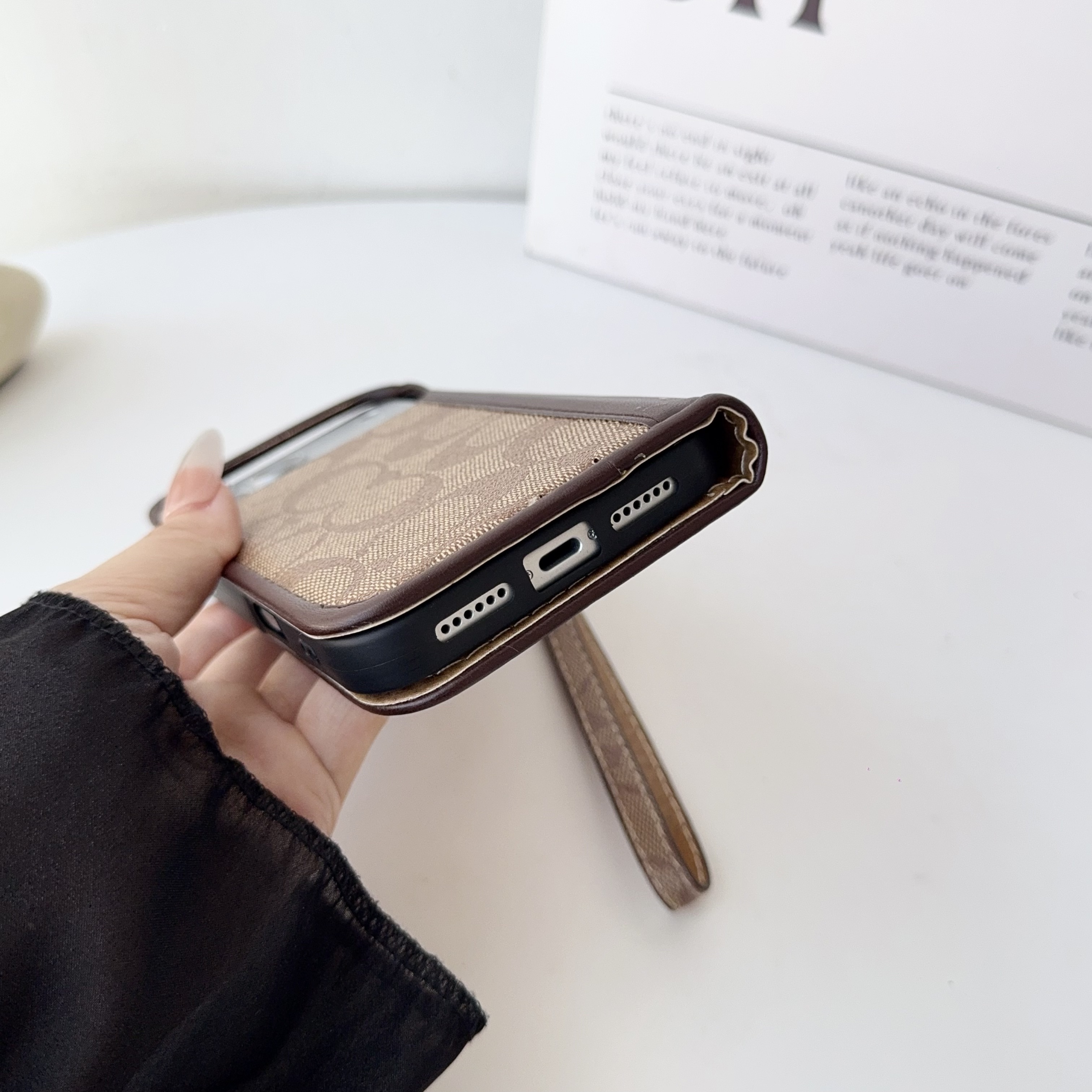 Fold Leather CH iPhone Case With Wallet And Strap-CZDK002