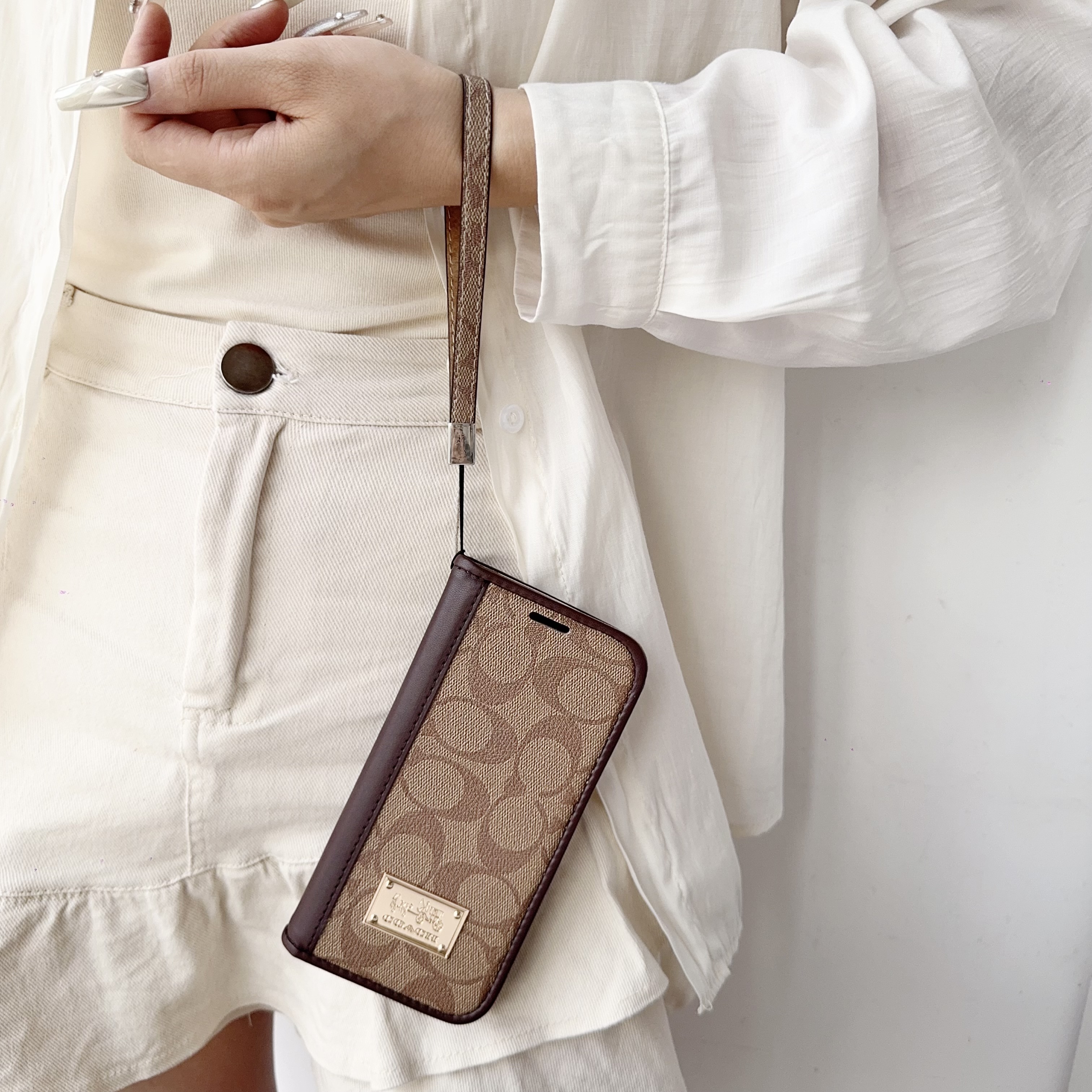 Fold Leather CH iPhone Case With Wallet And Strap-CZDK002