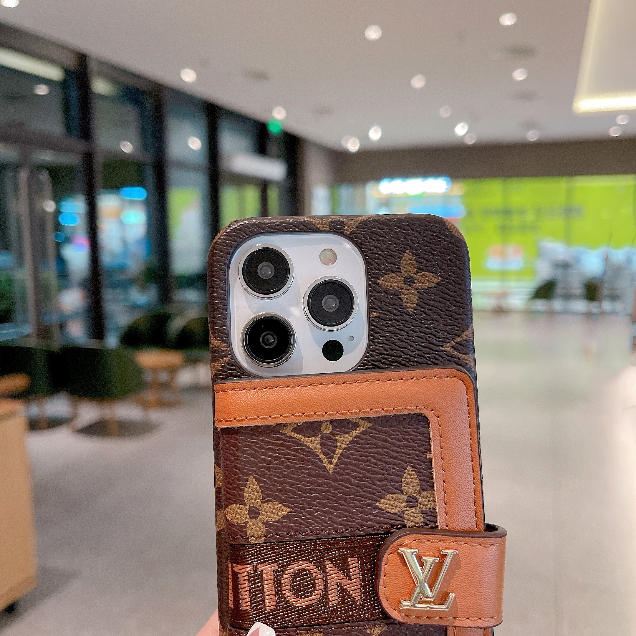 Monogram iPhone Case With Wallet And Crossbody Strap Brown -QB240329-GTOCASE