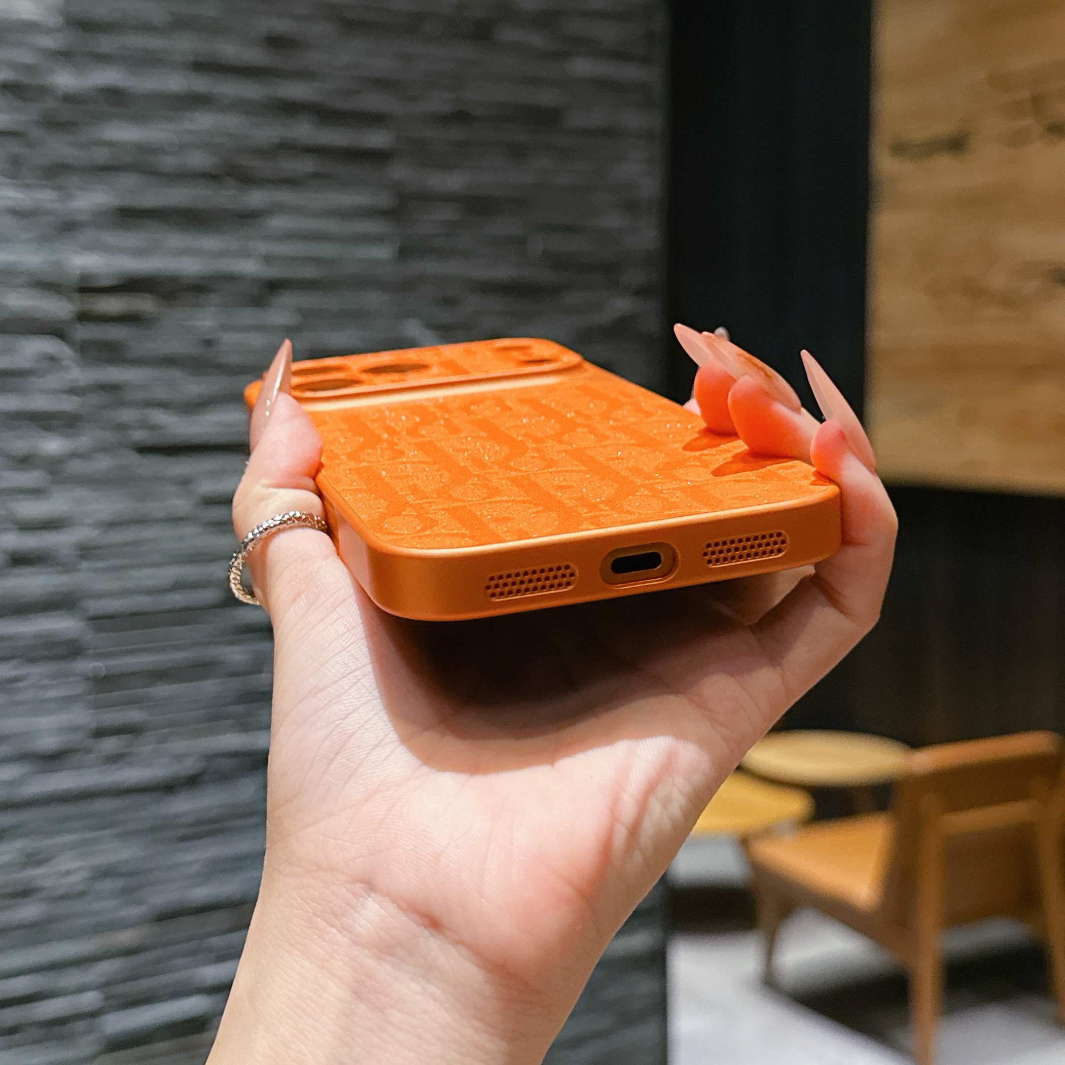 High-quality  CD iPhone case orange– GZLV004