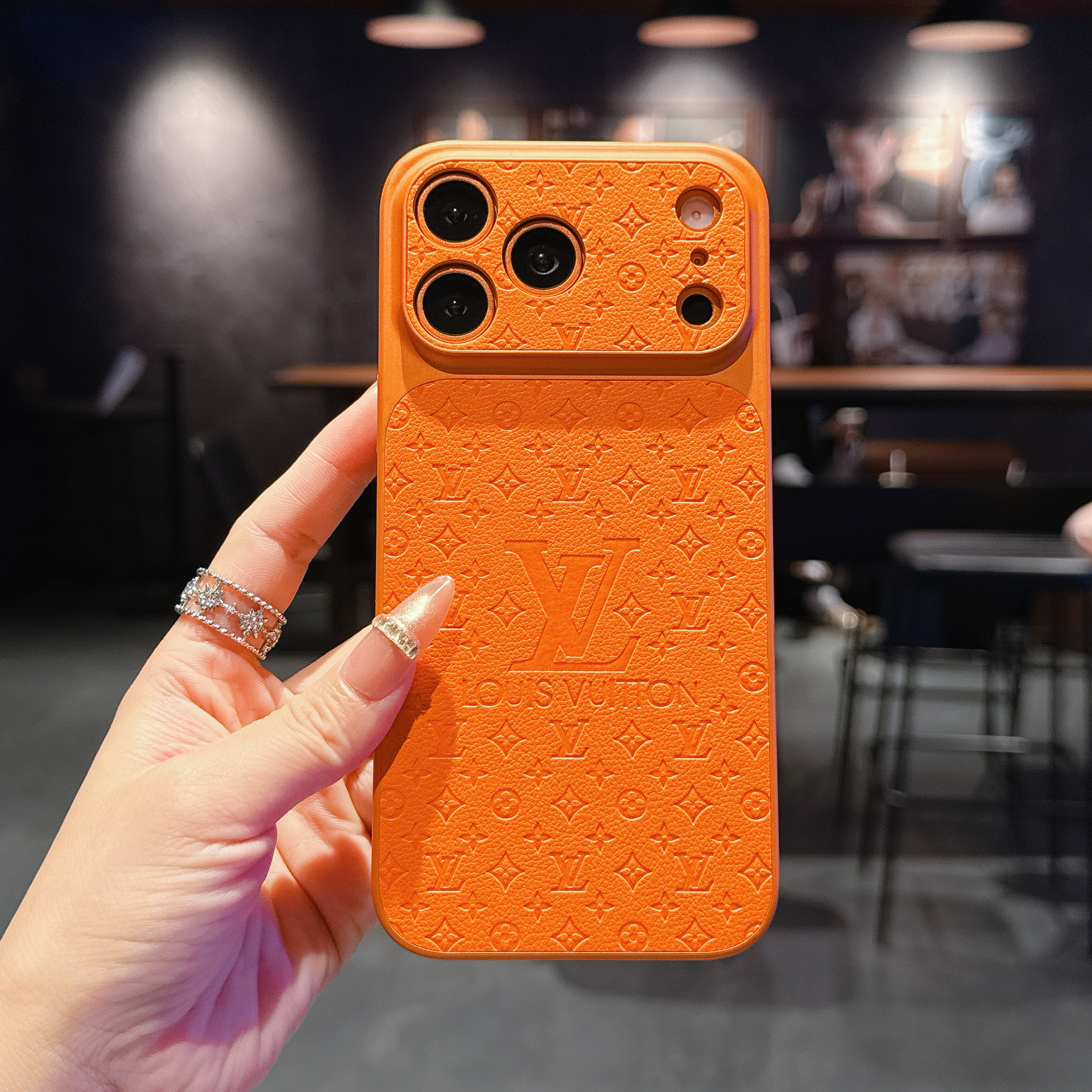 Elegant Monogram iPhone case orange– GZLV003