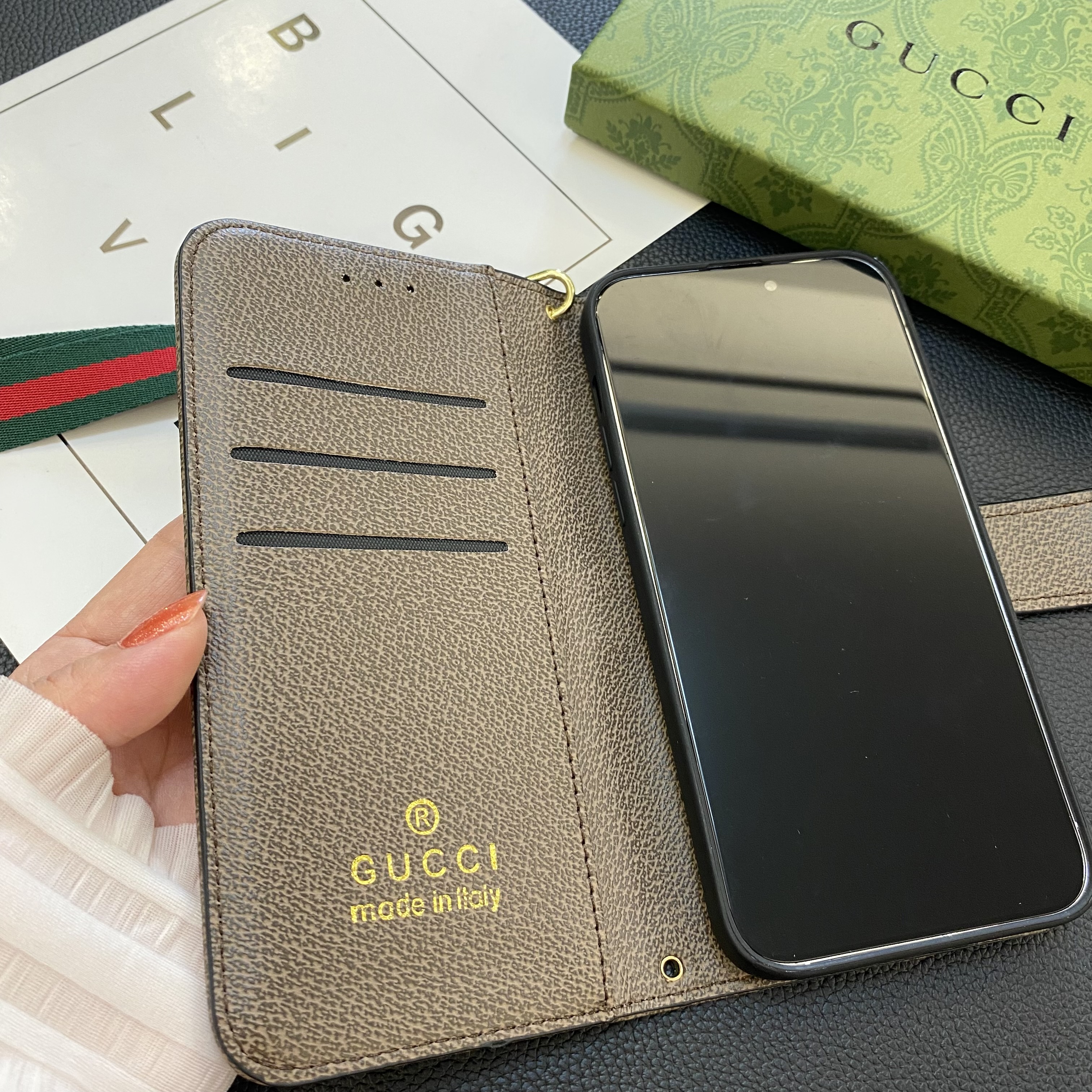 GG iPhone Case With Wallet Bag -QB240424-GTOCASE