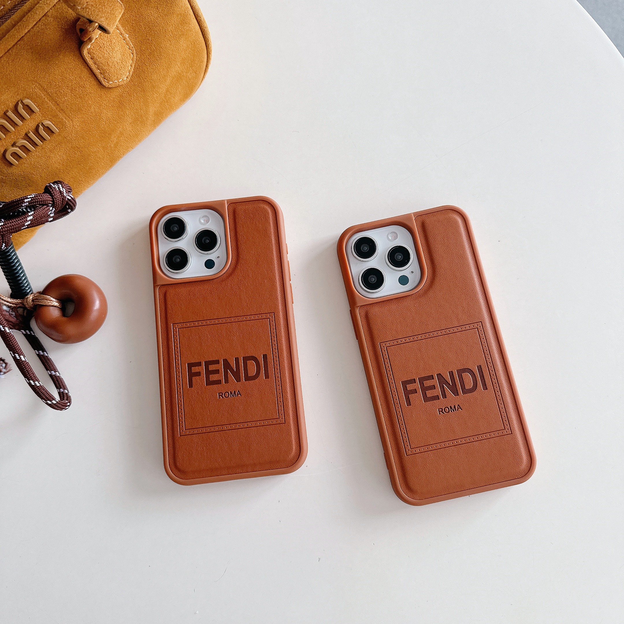 Leather FD iPhone Case Brown-YHK251112