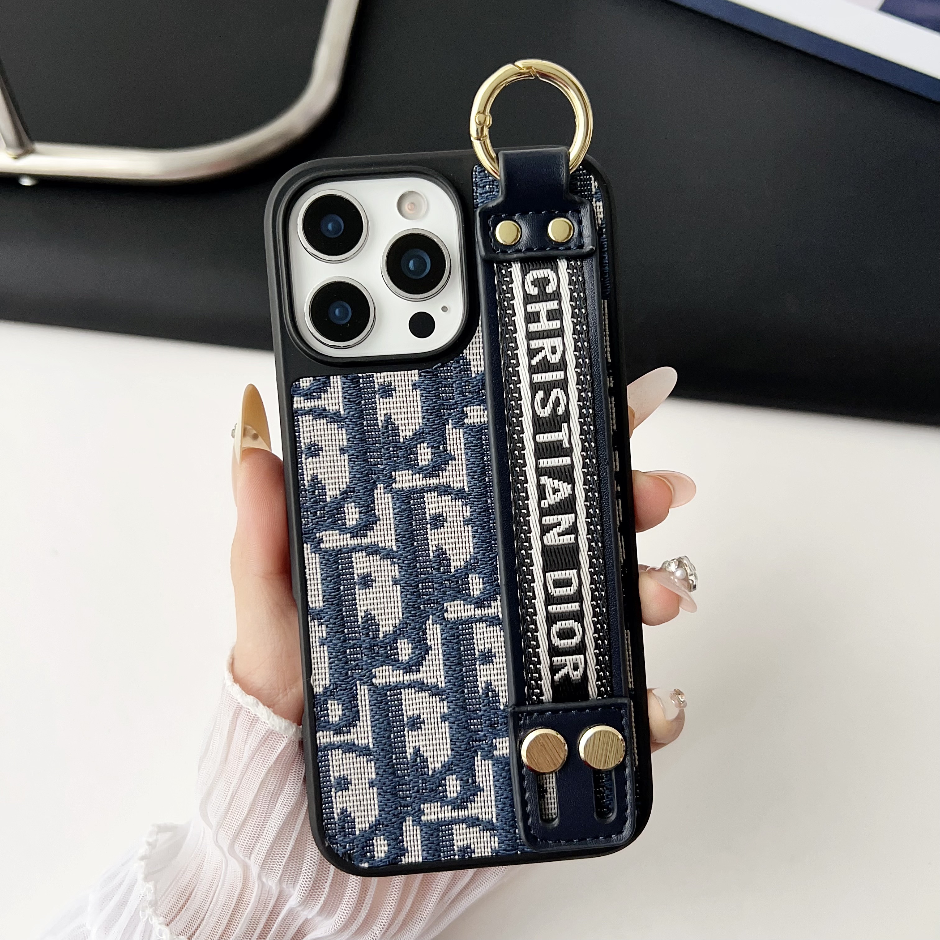 Fabrics CD iPhone Case With Holder Blue-SWk250801