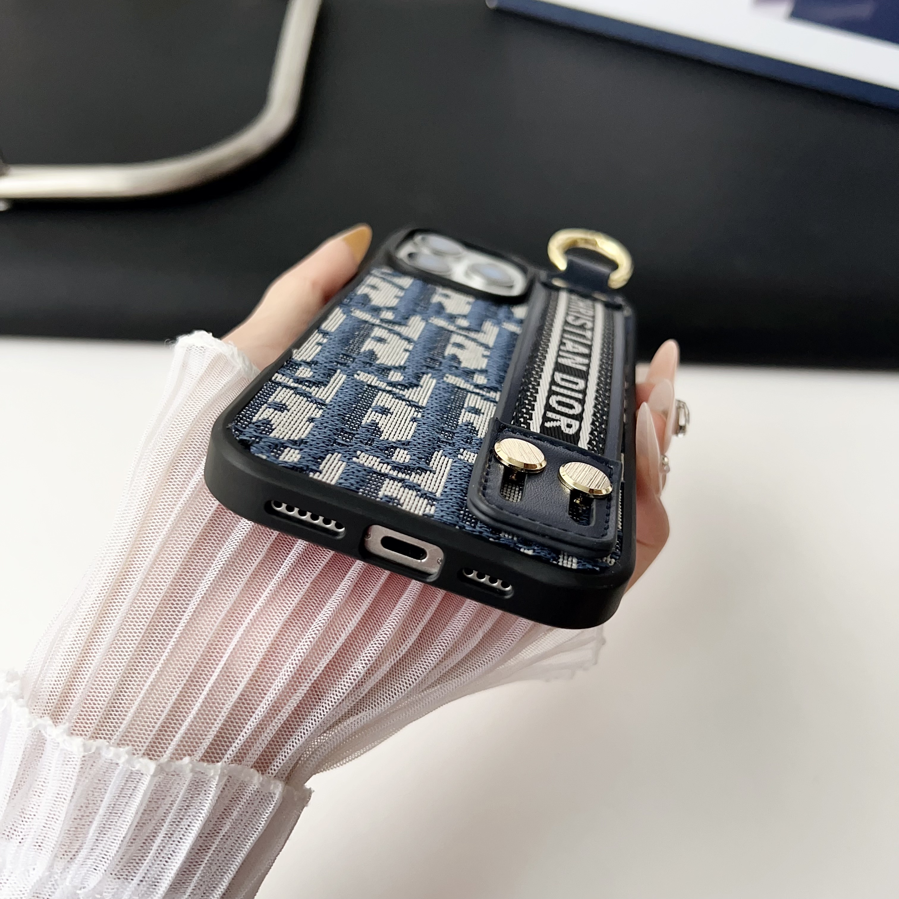 Fabrics CD iPhone Case With Holder Blue-SWk250801