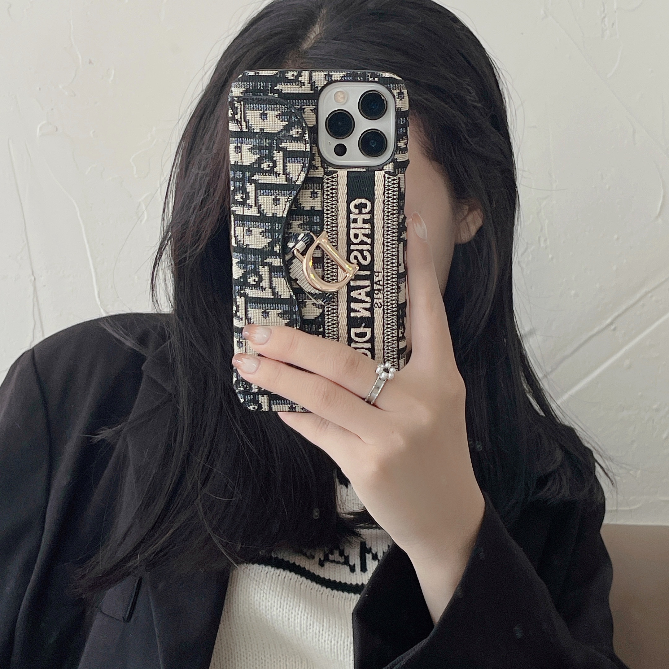 CD iPhone Case With Card Holder Black-KKY240115-GTOCASE