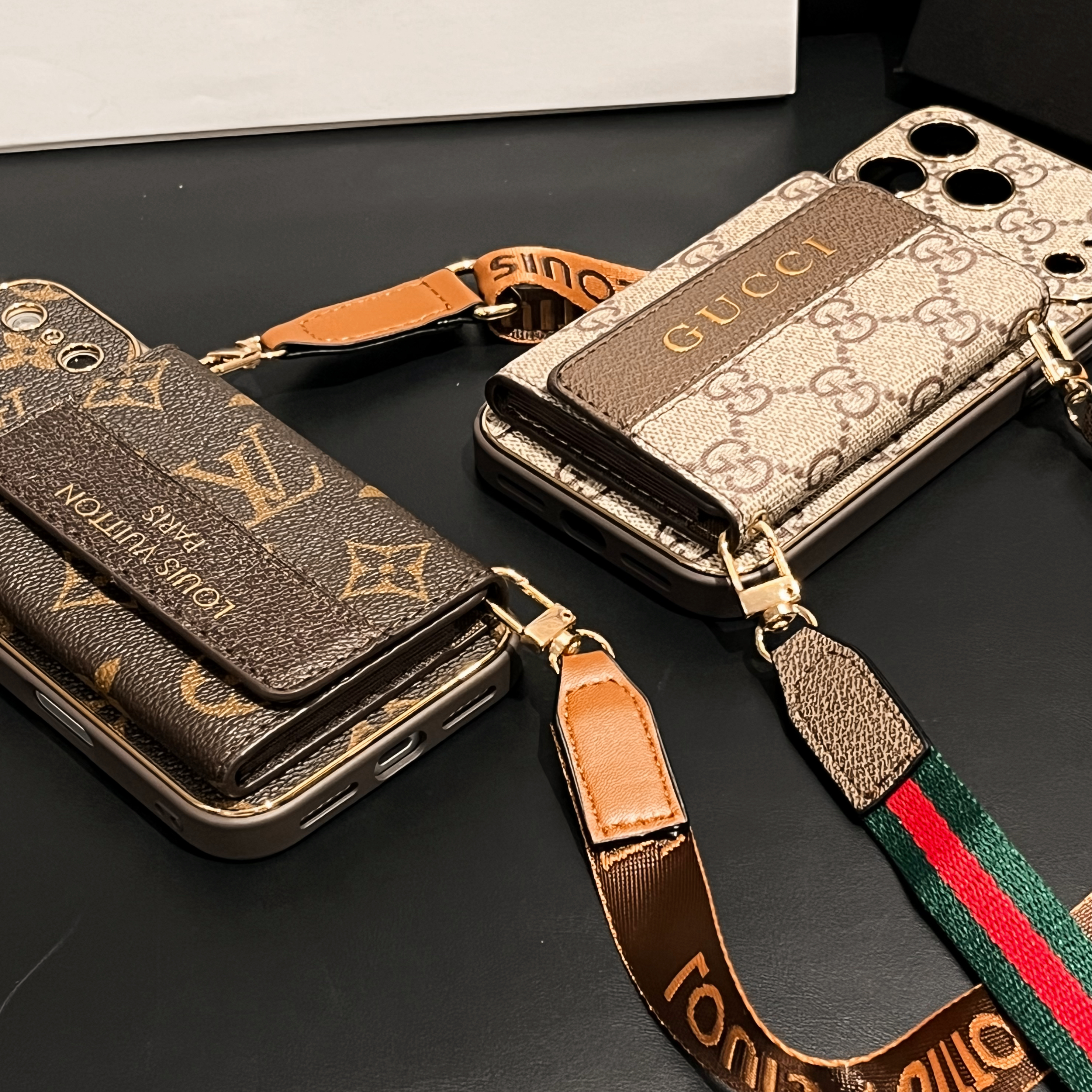 Stylish GG iPhone Case With Wallet And Crossbody Strap For iPhone 17 Series-CMGG008