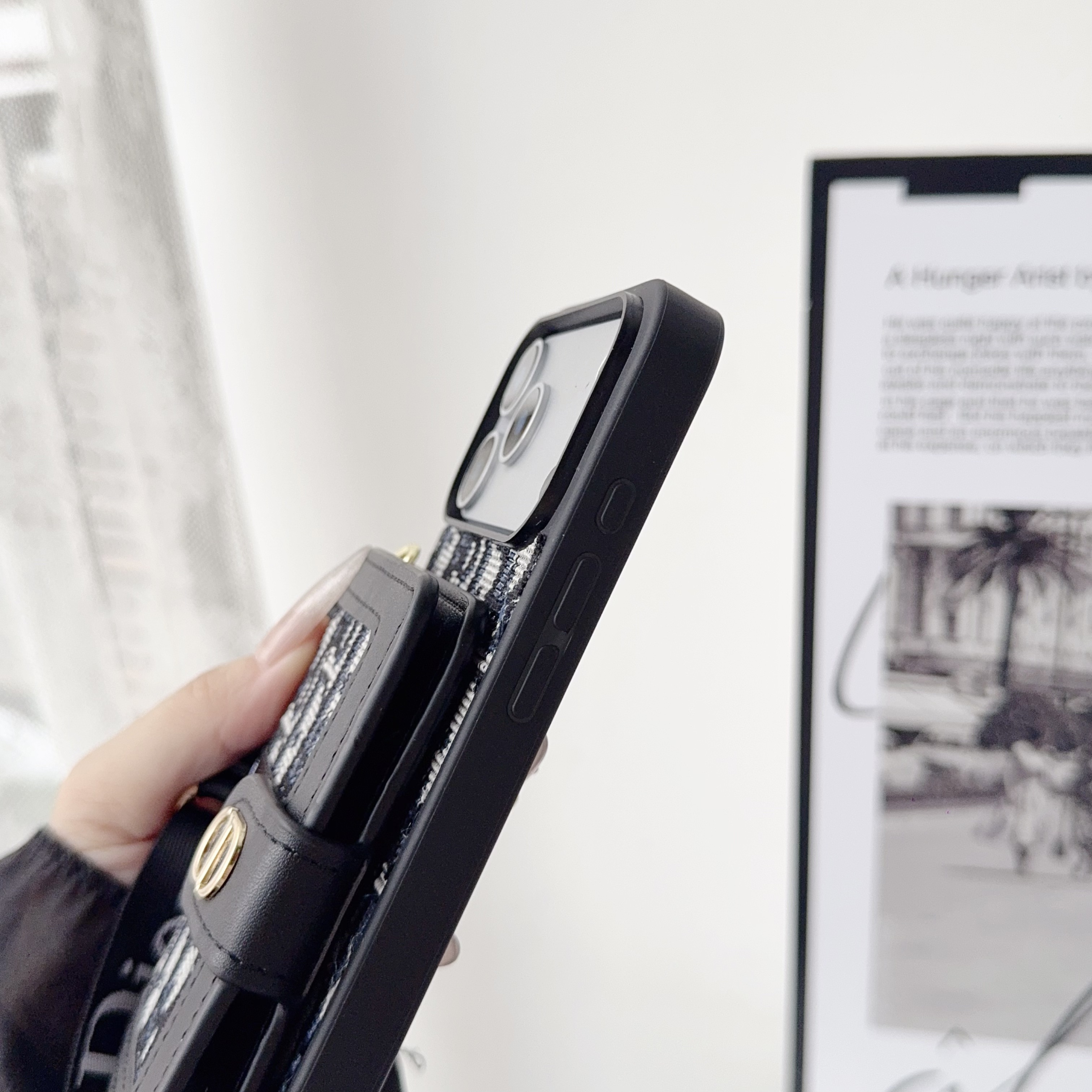 Classic Leather CD iPhone Case With Wallet And Crossbody Strap-CYK2501