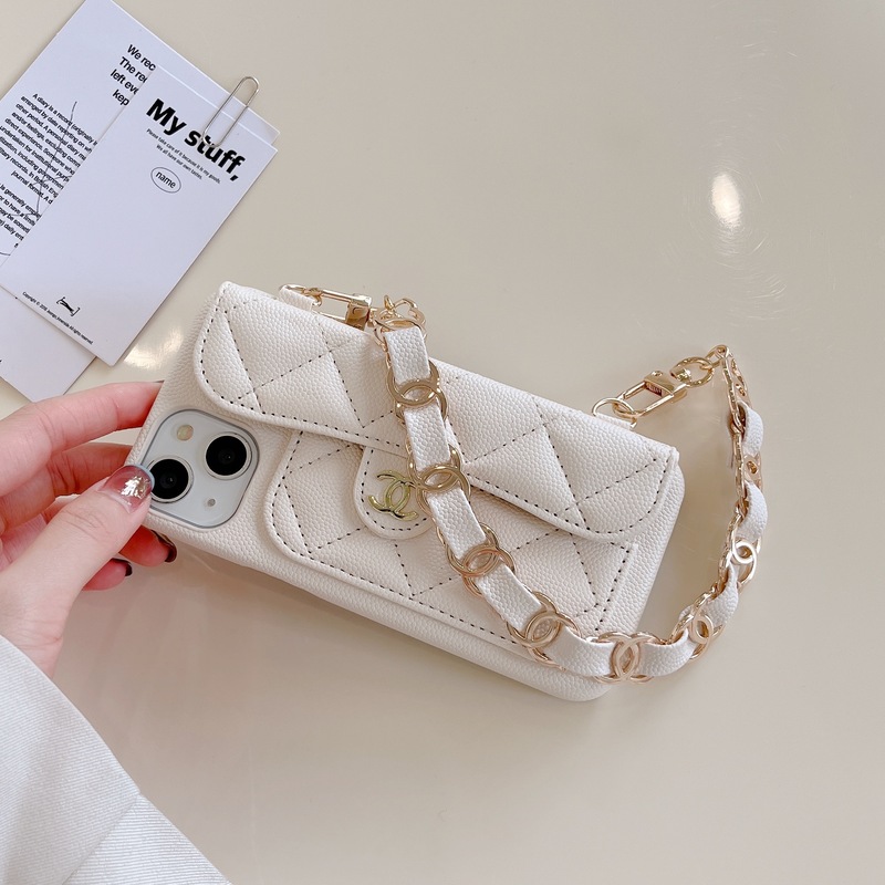 CC iPhone Case With Card Holder And Strap White -SLK240104-GTOCASE