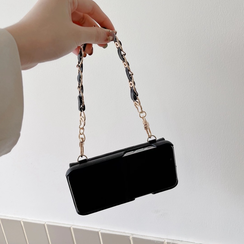 CC iPhone Case With Card Holder And Strap Black -SLK240104-GTOCASE