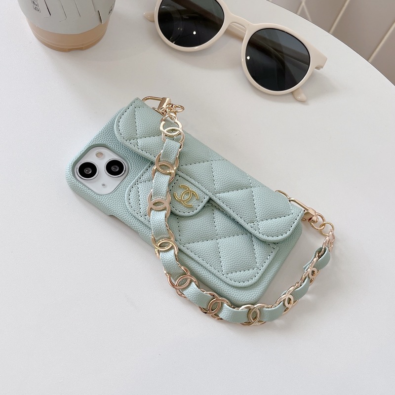 CC iPhone Case With Card Holder And Strap Green -SLK240104-GTOCASE