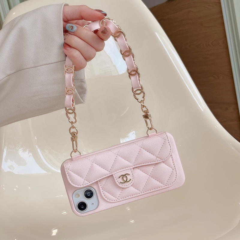 CC iPhone Case With Card Holder And Strap Pink -SLK240104-GTOCASE