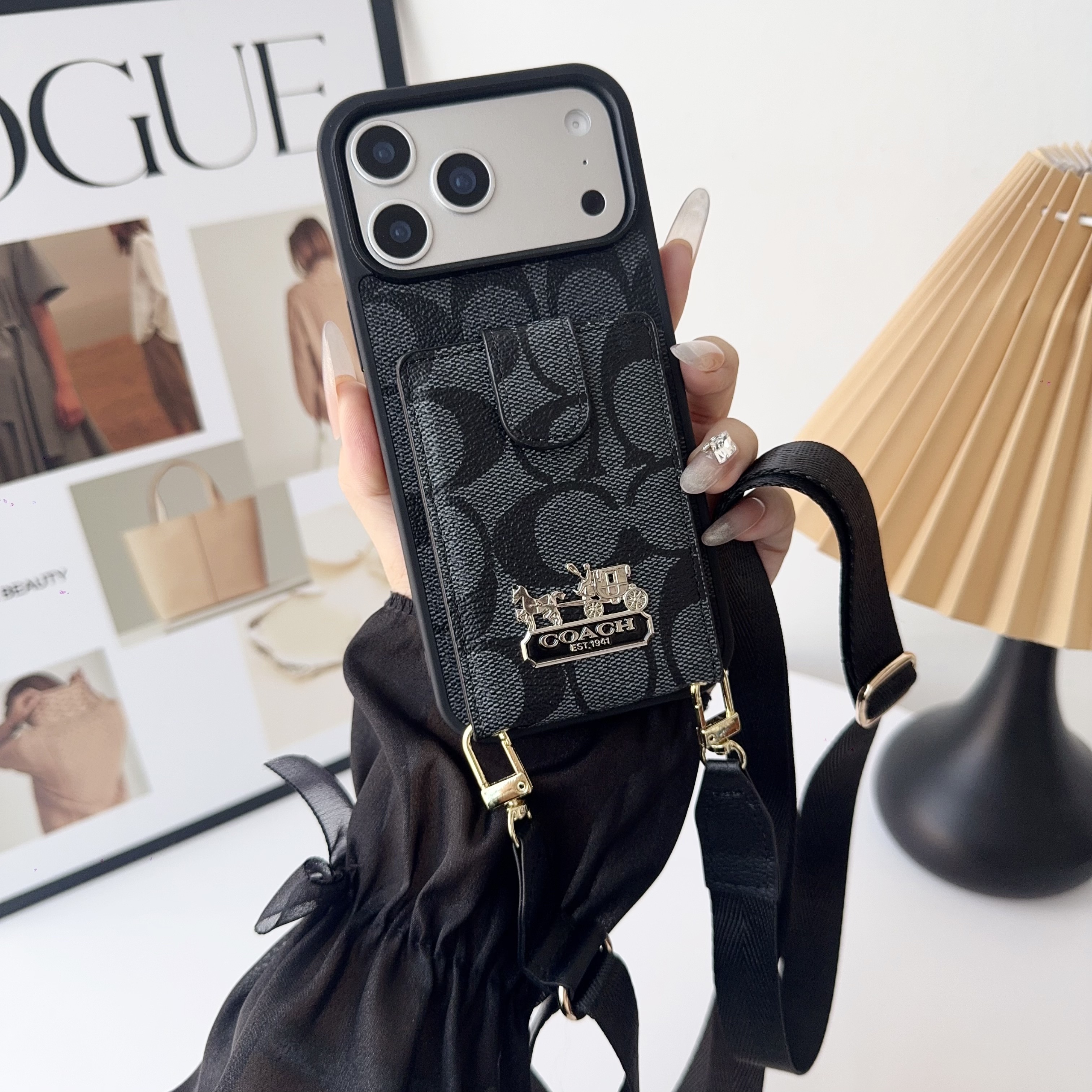 Leather CH iPhone Case With Wallet And Strap-LBK251702