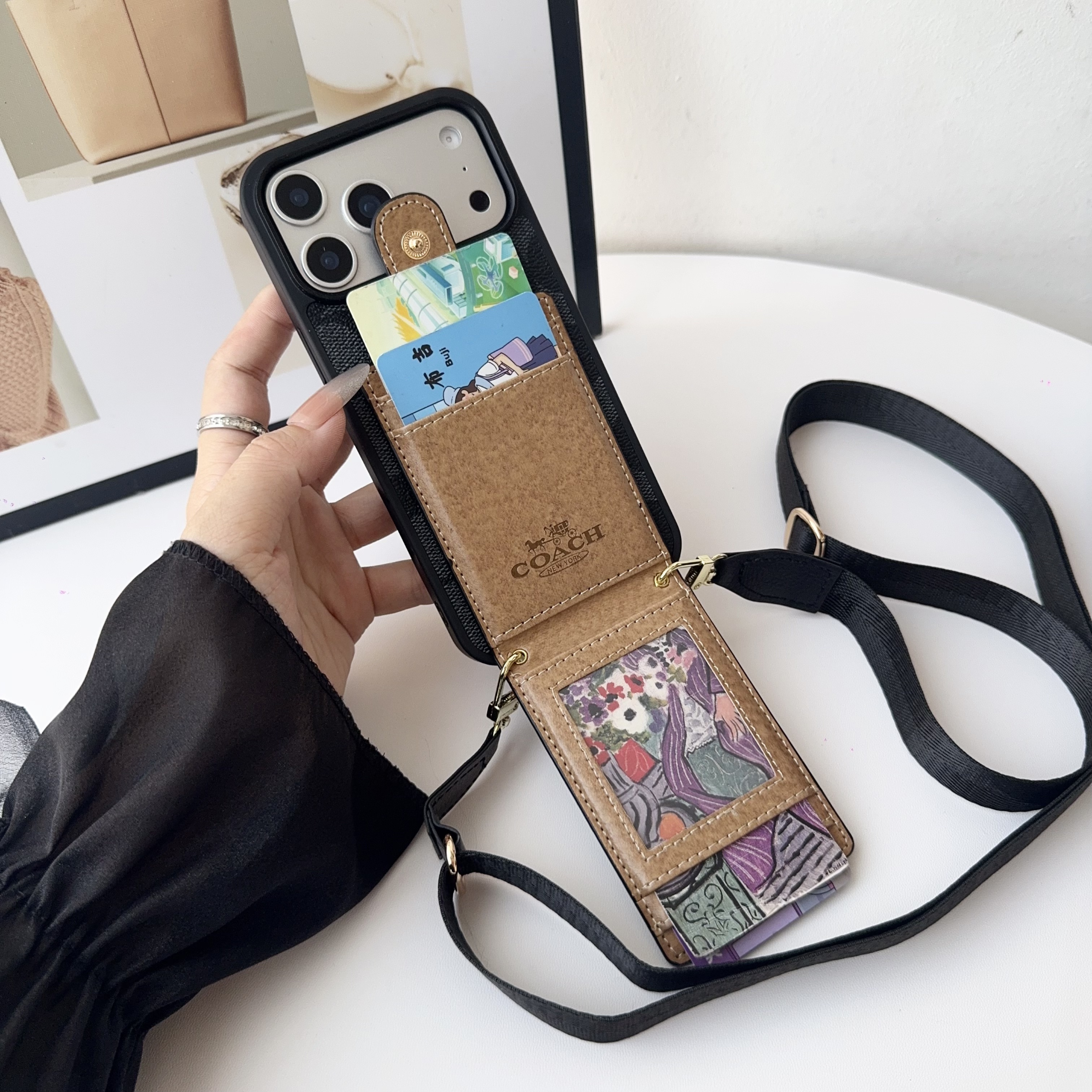 Leather CH iPhone Case With Wallet And Strap-LBK251702