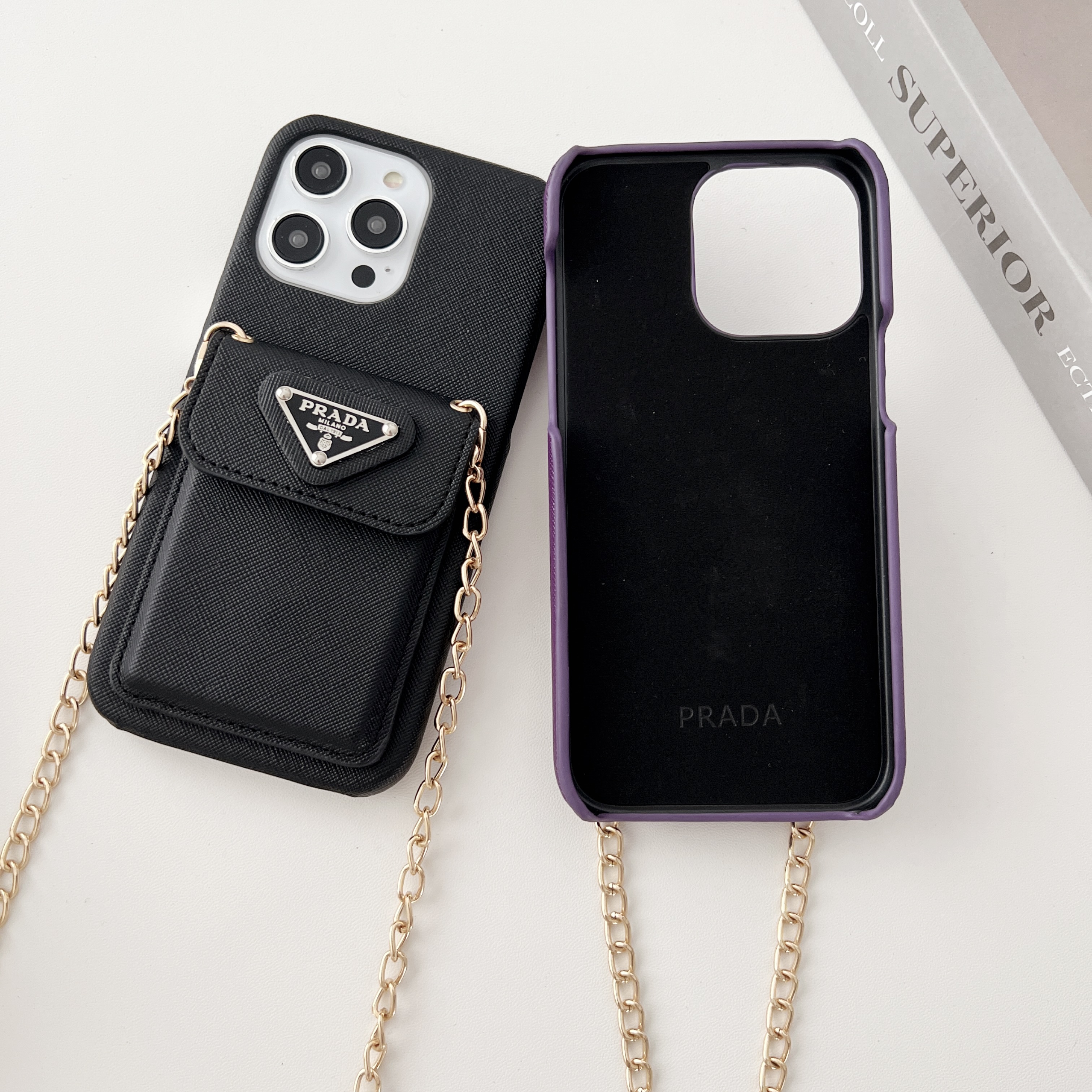 PR iPhone Case With Wallet And Strap Black -SlK240403-GTOCASE