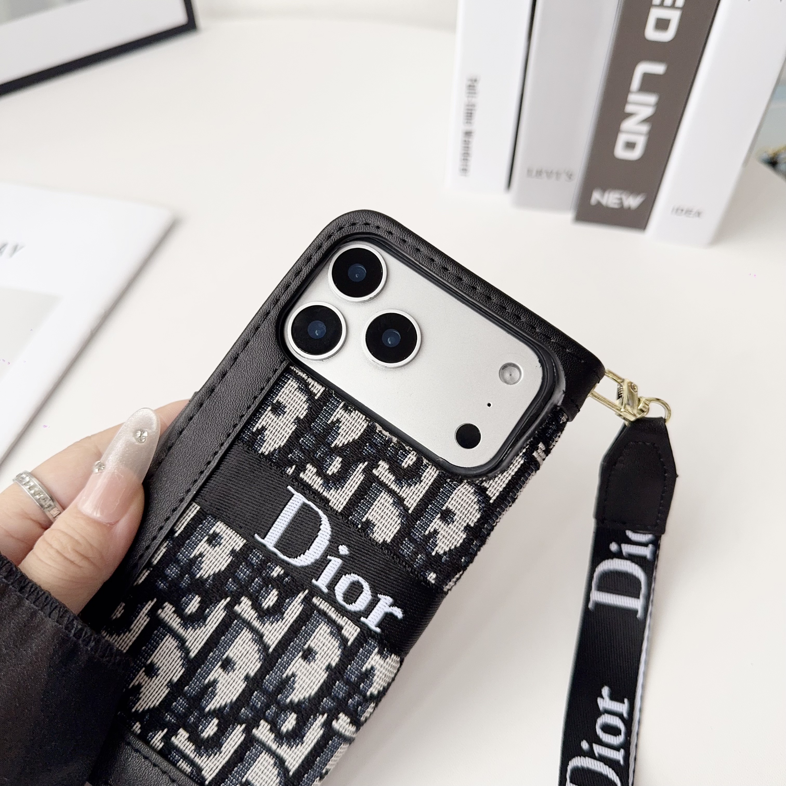 CD iPhone Case With Card Holder And Wrist Strap-CZW251138