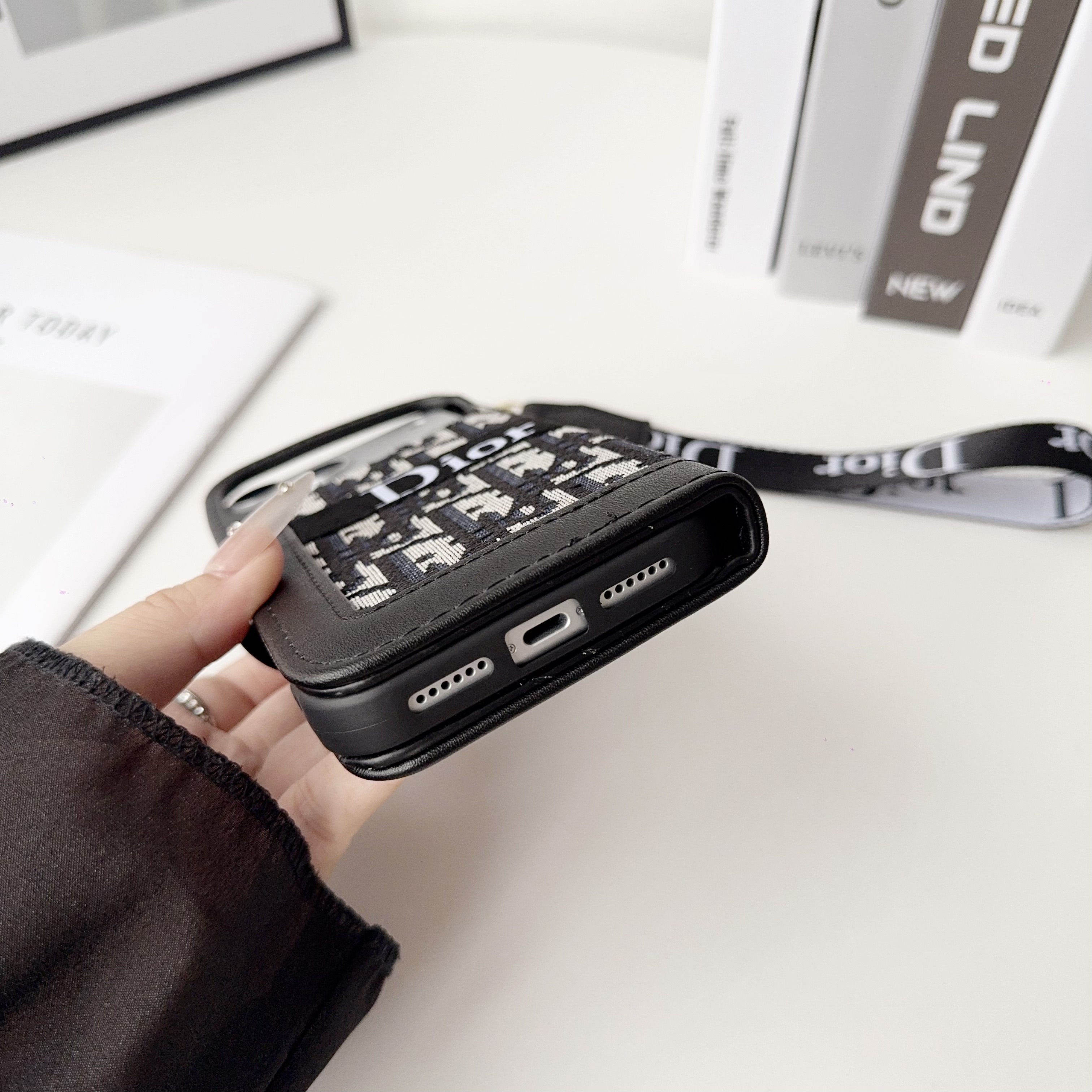 CD iPhone Case With Card Holder And Wrist Strap-CZW251138