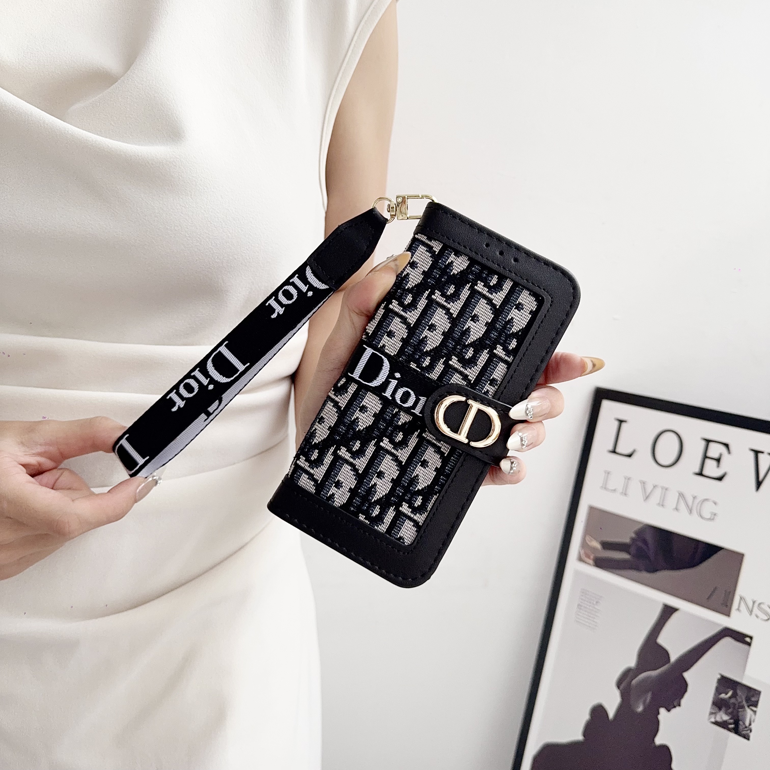 CD iPhone Case With Card Holder And Wrist Strap-CZW251138